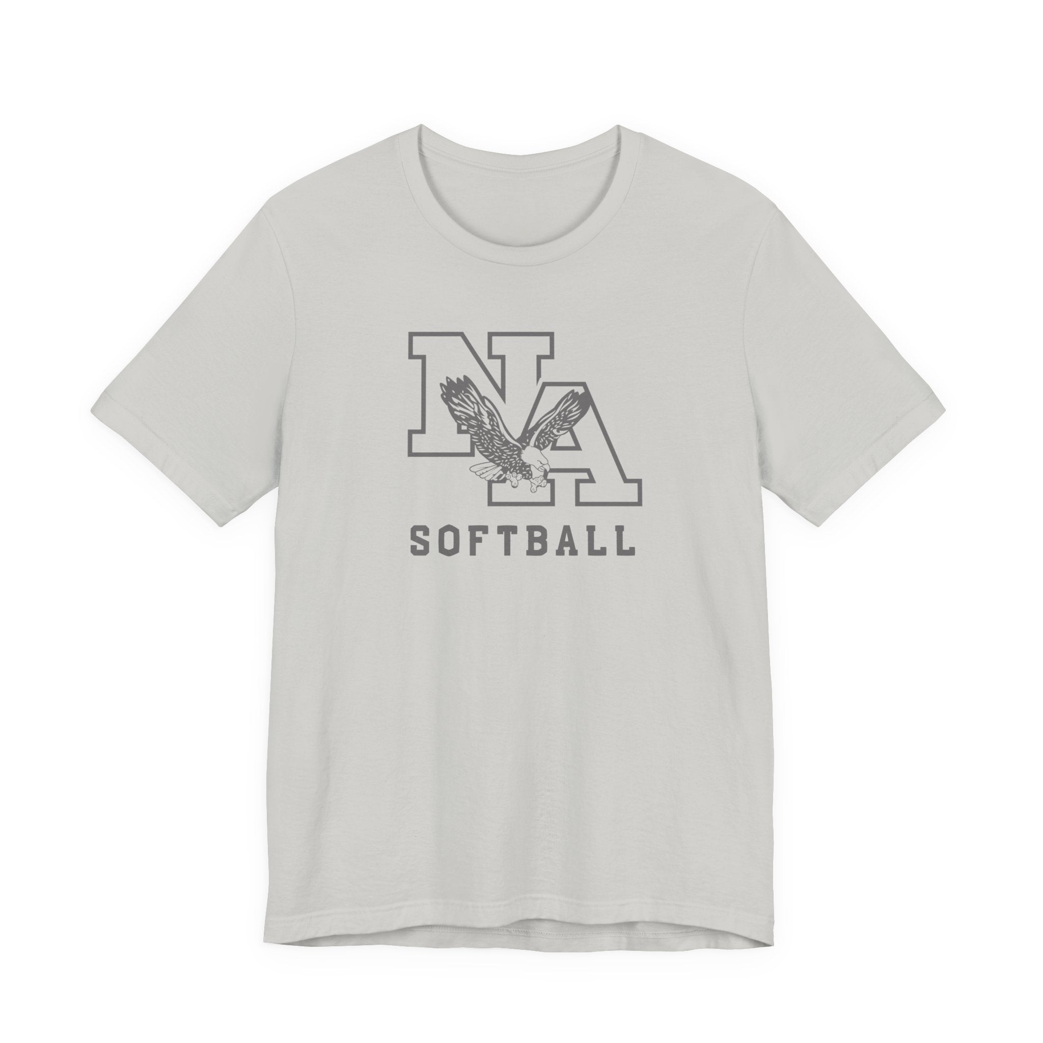 Adult Unisex New Albany Grey Tonal Softball Logo Graphic Short Sleeve Soft Tee
