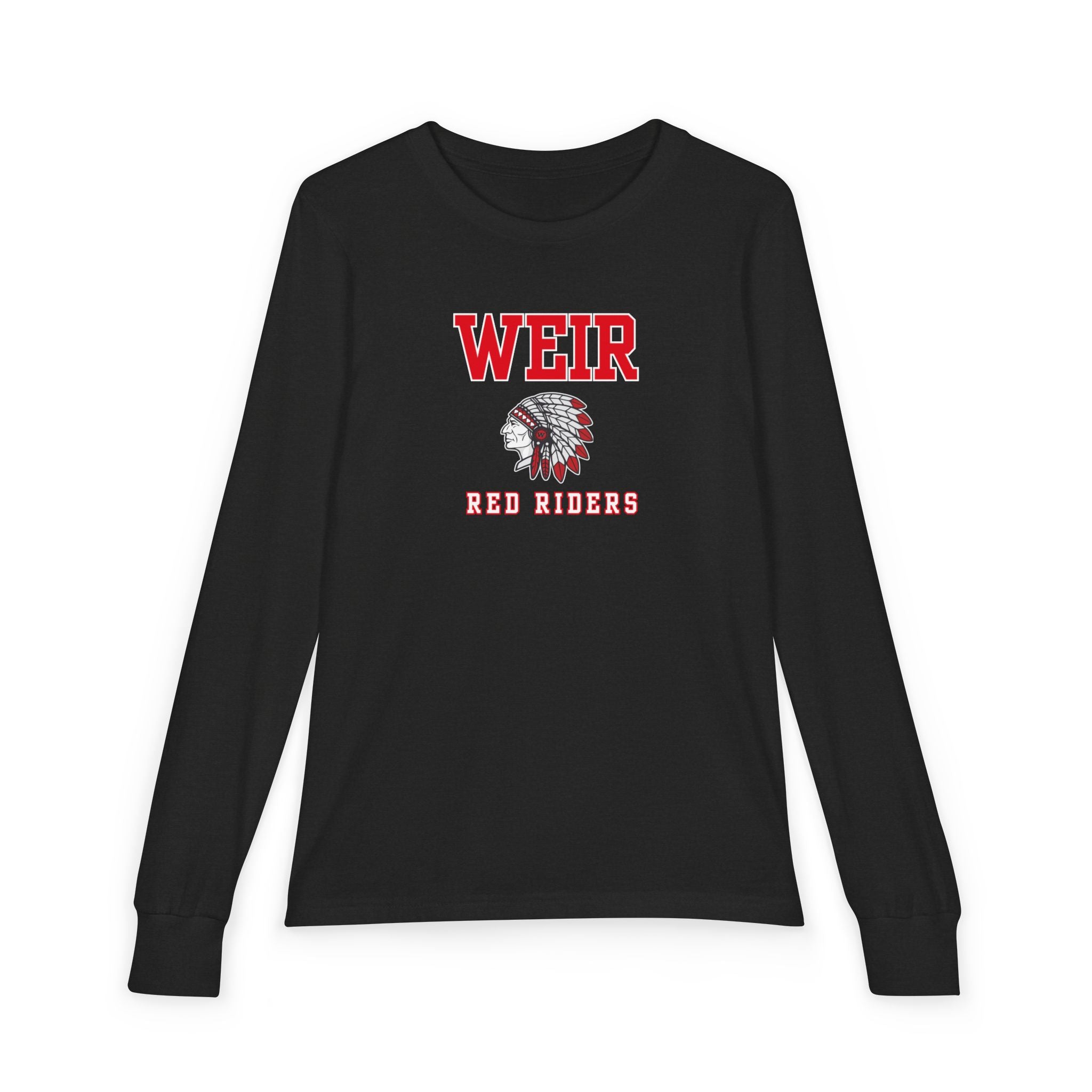 Youth Weir Red Riders Classic Mascot Graphic Bella + Canvas Long Sleeve Soft Tee