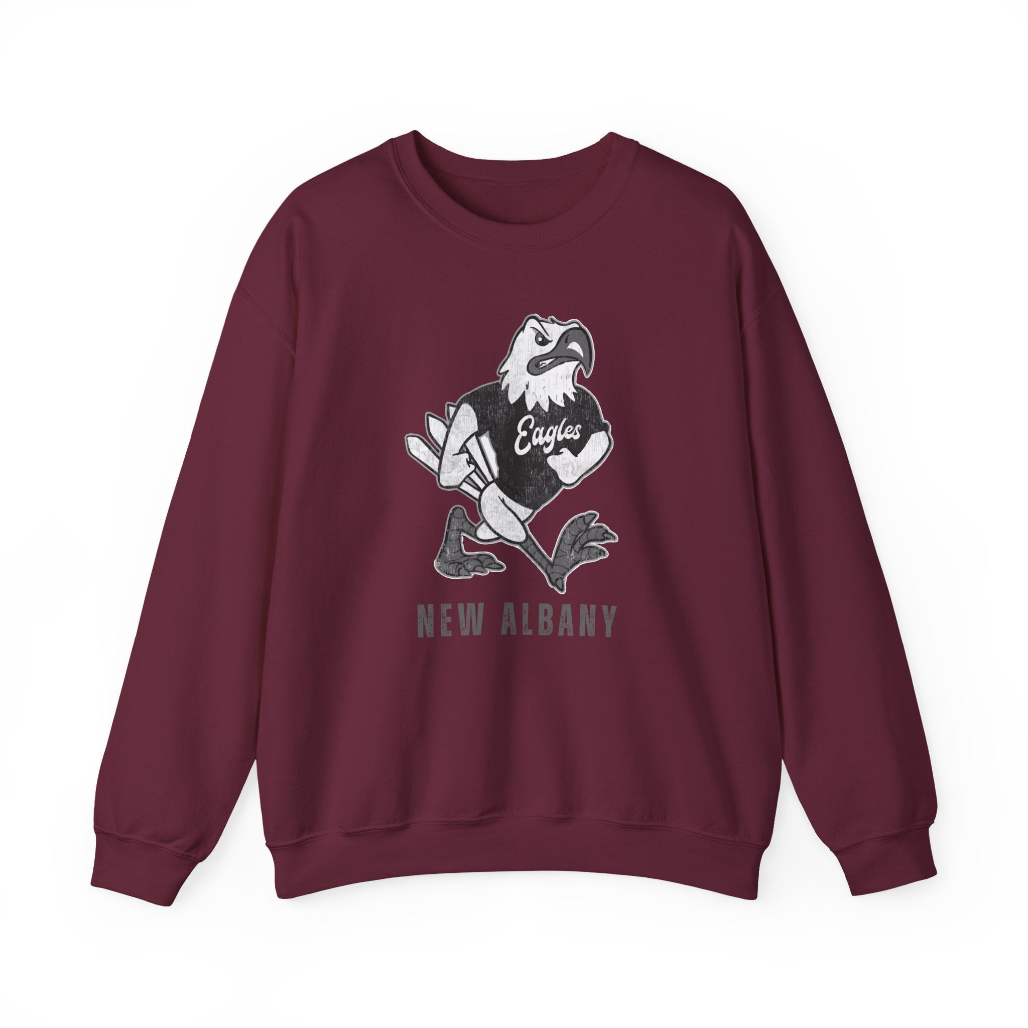 Adult Unisex New Albany Black and White Vintage Fighting Eagle Graphic Sweatshirt