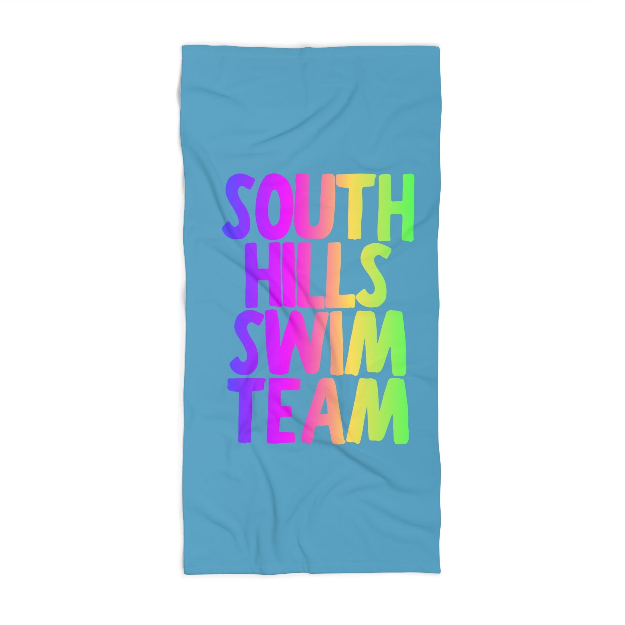 South Hills Swim Team Neon Rainbow Graphic Beach Towel