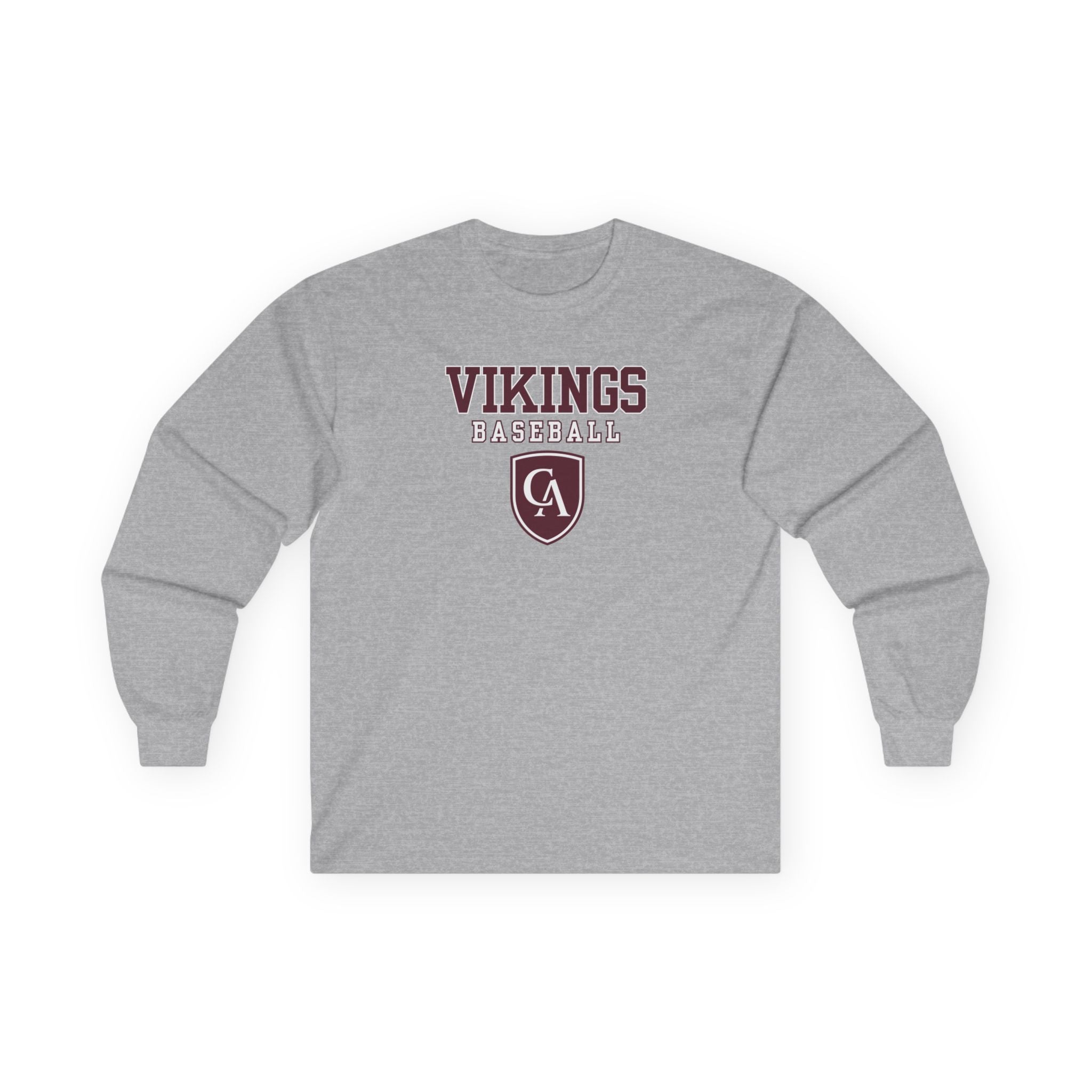 Adult Unisex Columbus Academy Vikings Baseball Graphic Gildan Long Sleeve Tee