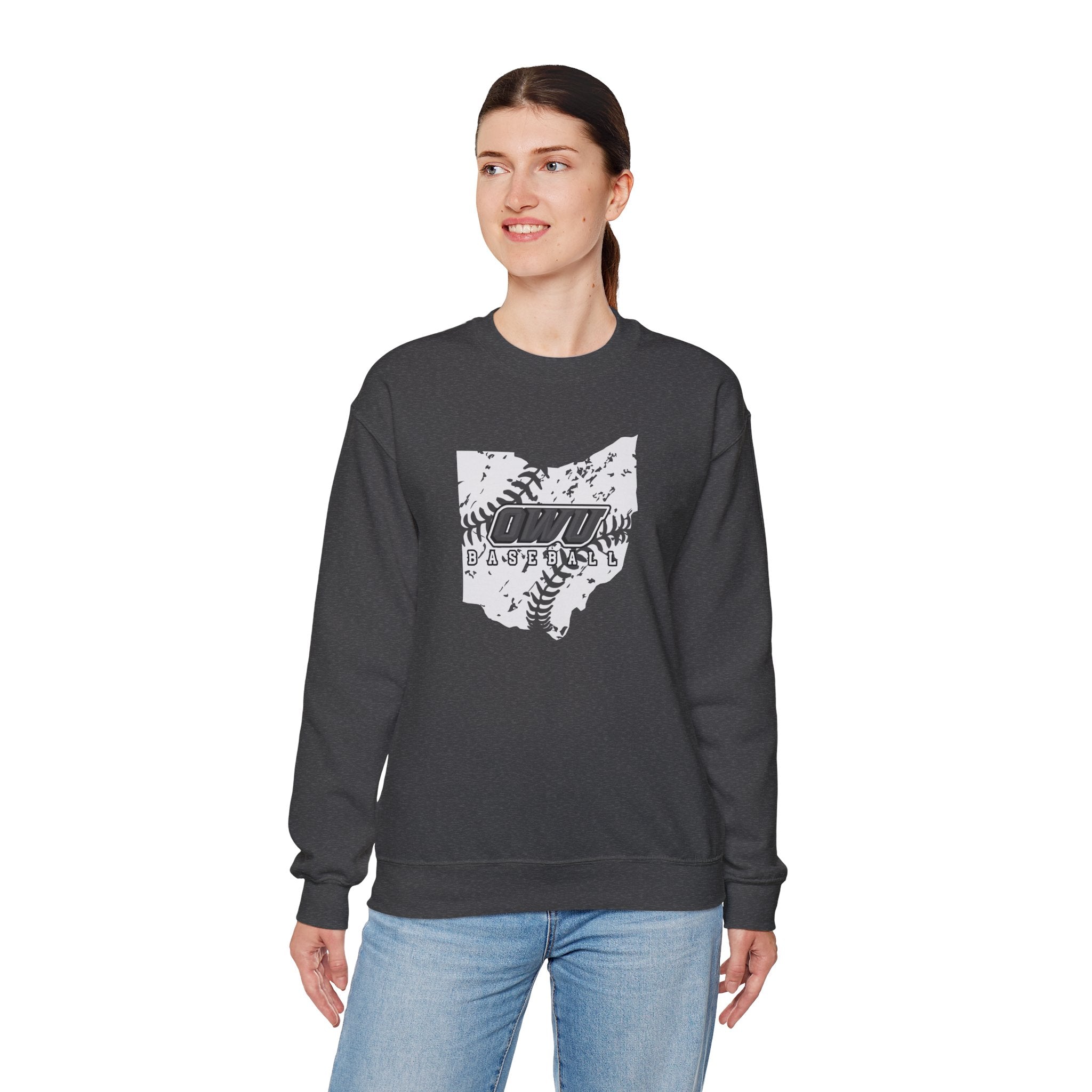 Adult Unisex OWU Baseball Stitches Distressed Ohio Graphic Sweatshirt