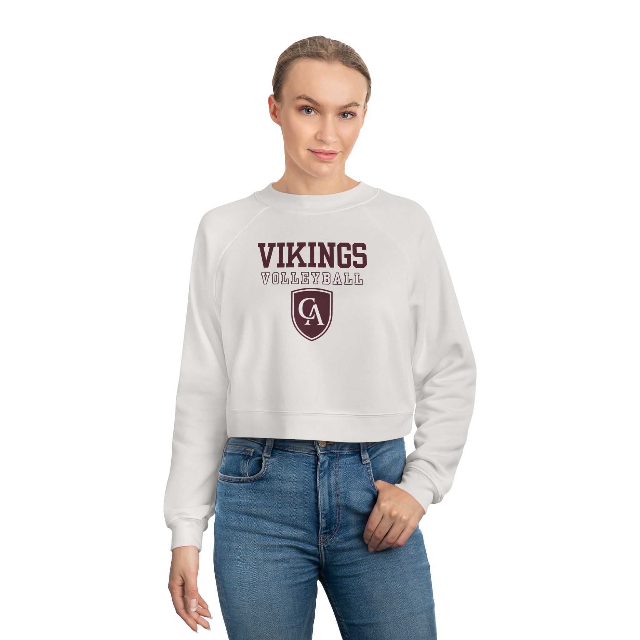 Women's Columbus Academy Volleyball Graphic Cropped Fleece Bella + Canvas Sweatshirt