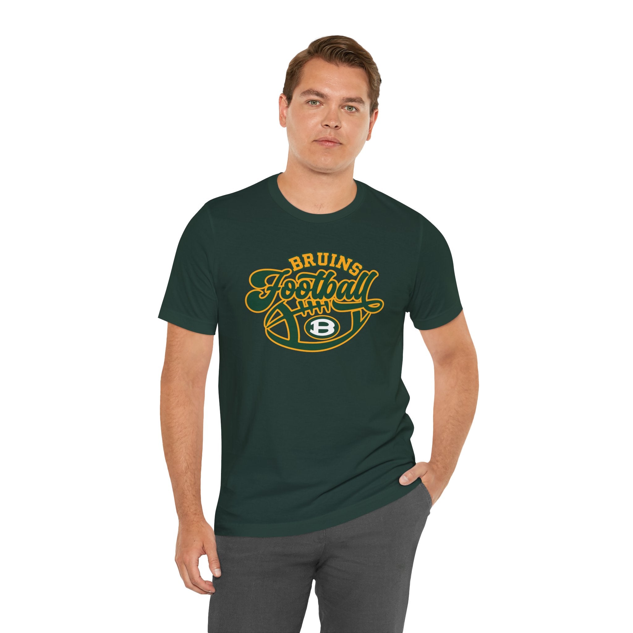 Adult Unisex Bruin Script Football Graphic Short Sleeve Soft Tee