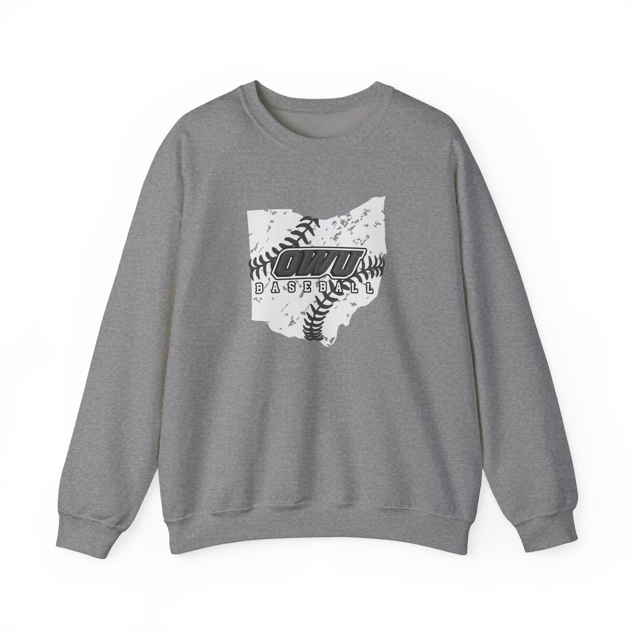 Adult Unisex OWU Baseball Stitches Distressed Ohio Graphic Sweatshirt