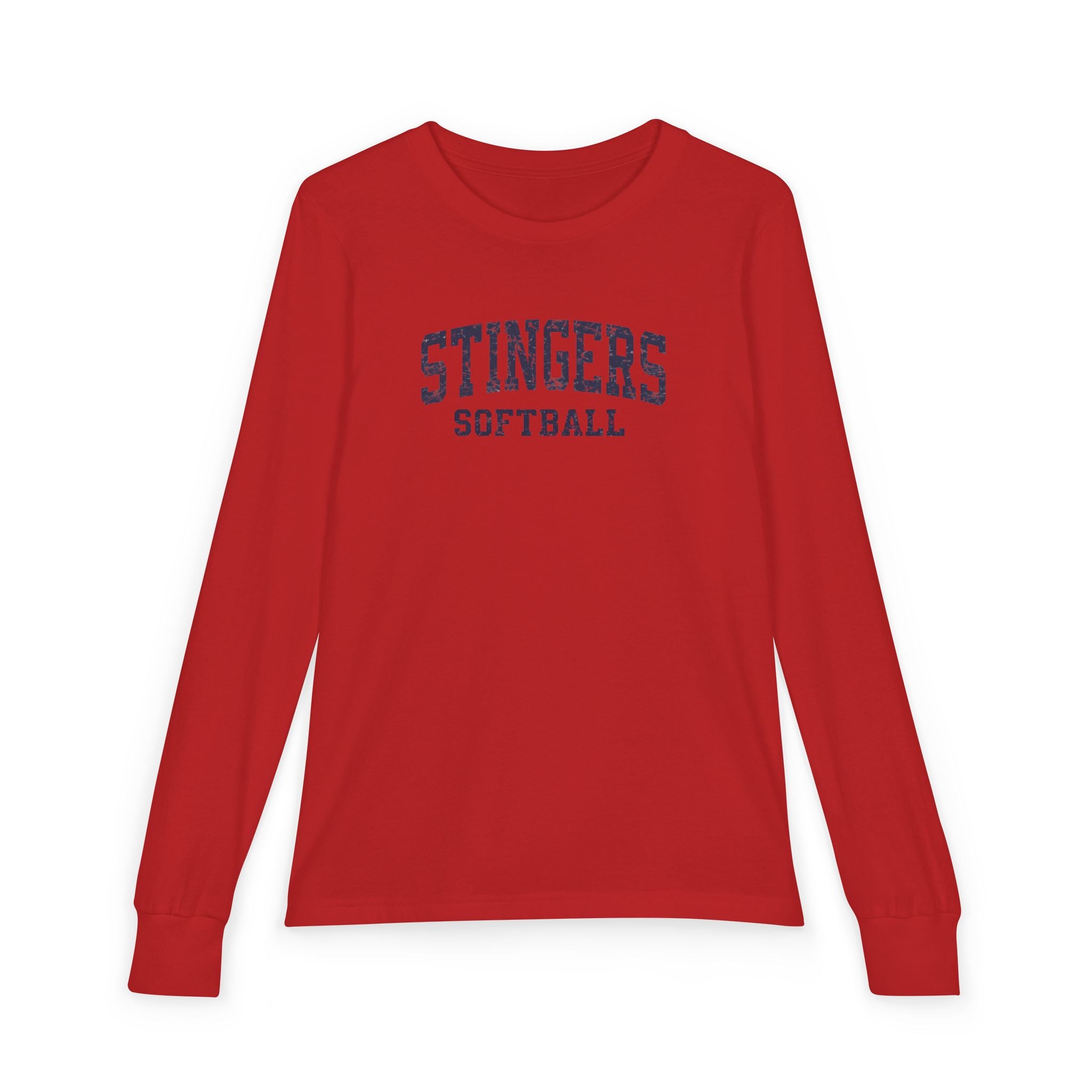 Youth Stingers Softball Vintage Distressed Graphic Bella + Canvas Long Sleeve Soft Tee