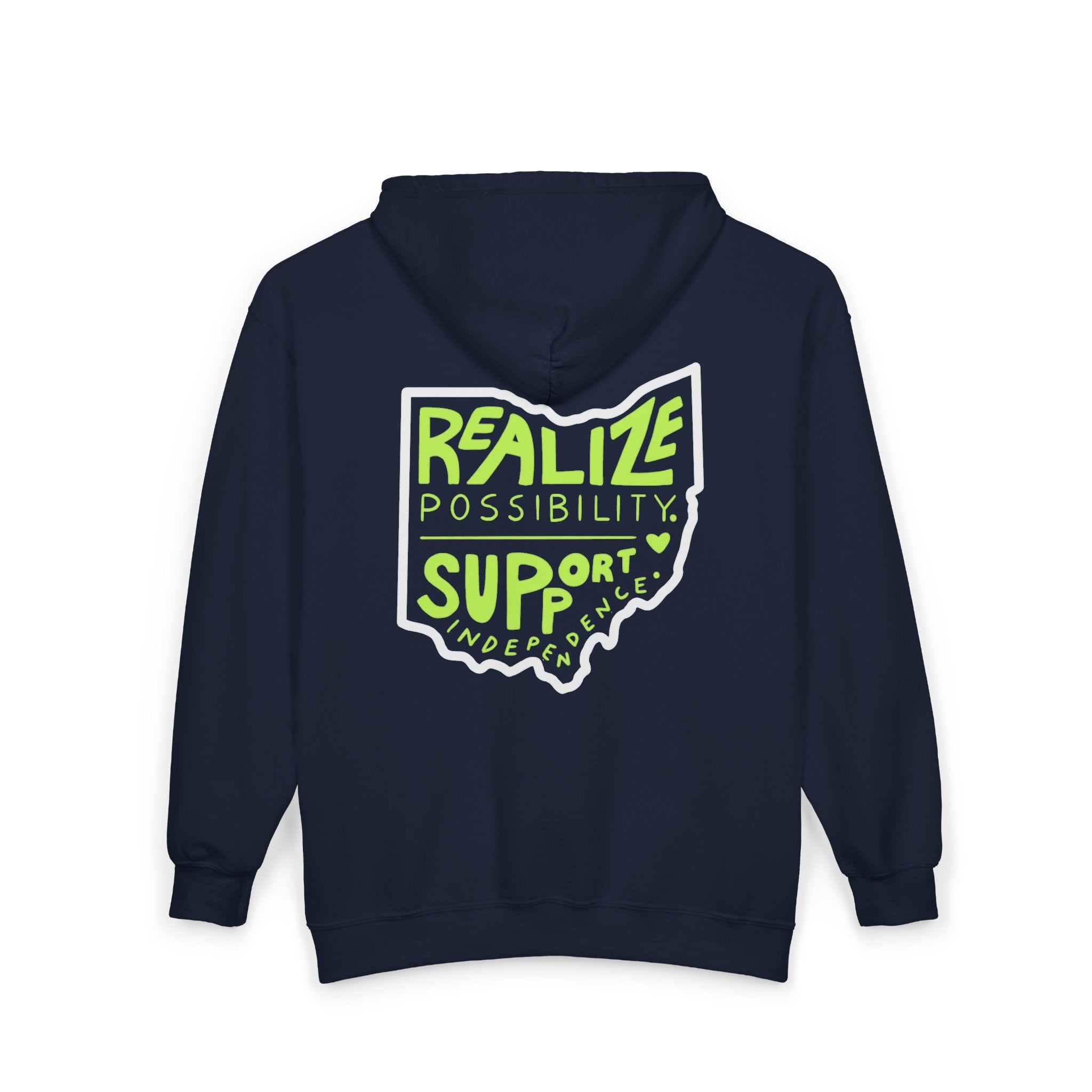 Adult Unisex Realize Possibility Support Independence Graphic Full-Zip Sweatshirt
