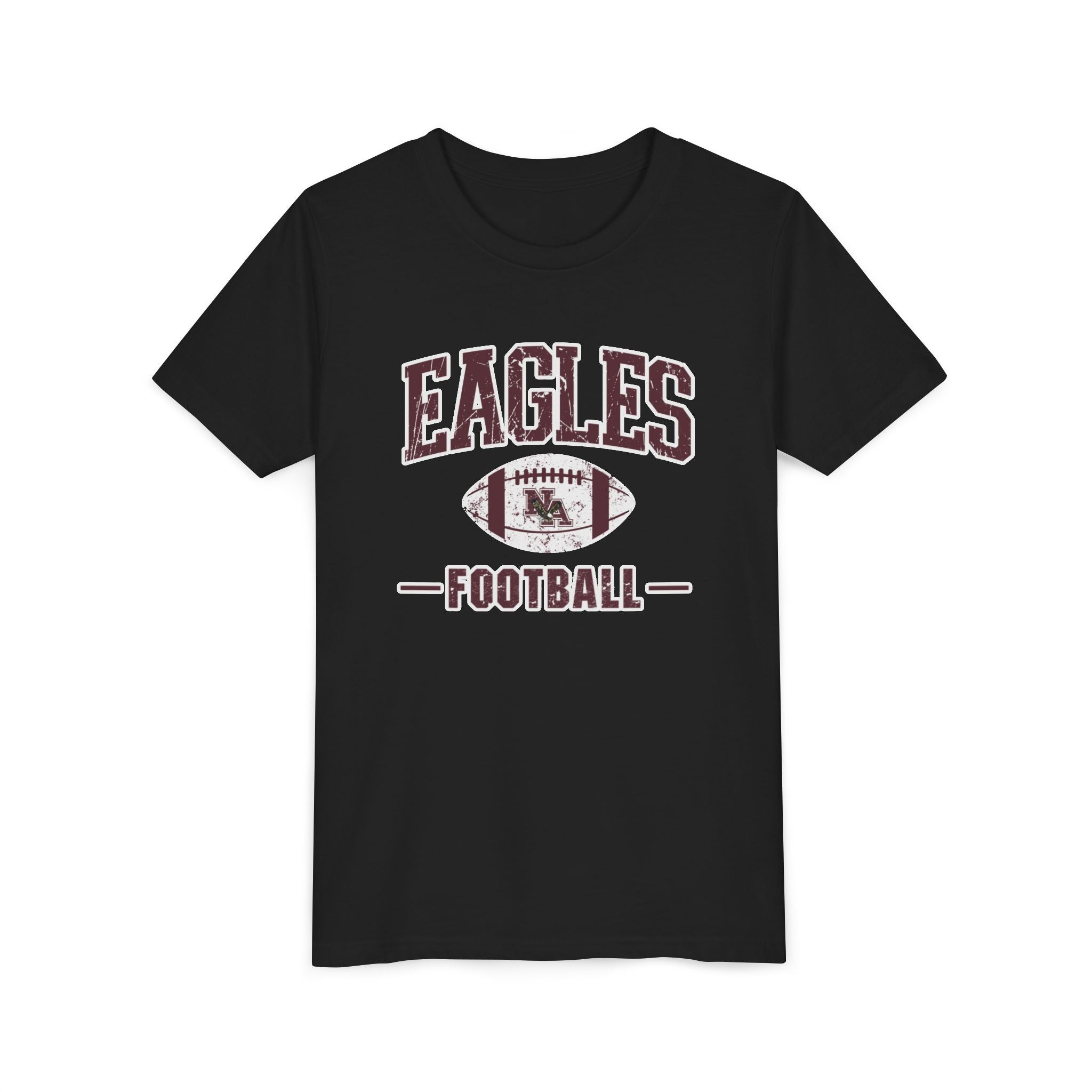 Youth Eagles Football Vintage Distressed Graphic Short Sleeve Soft Tee