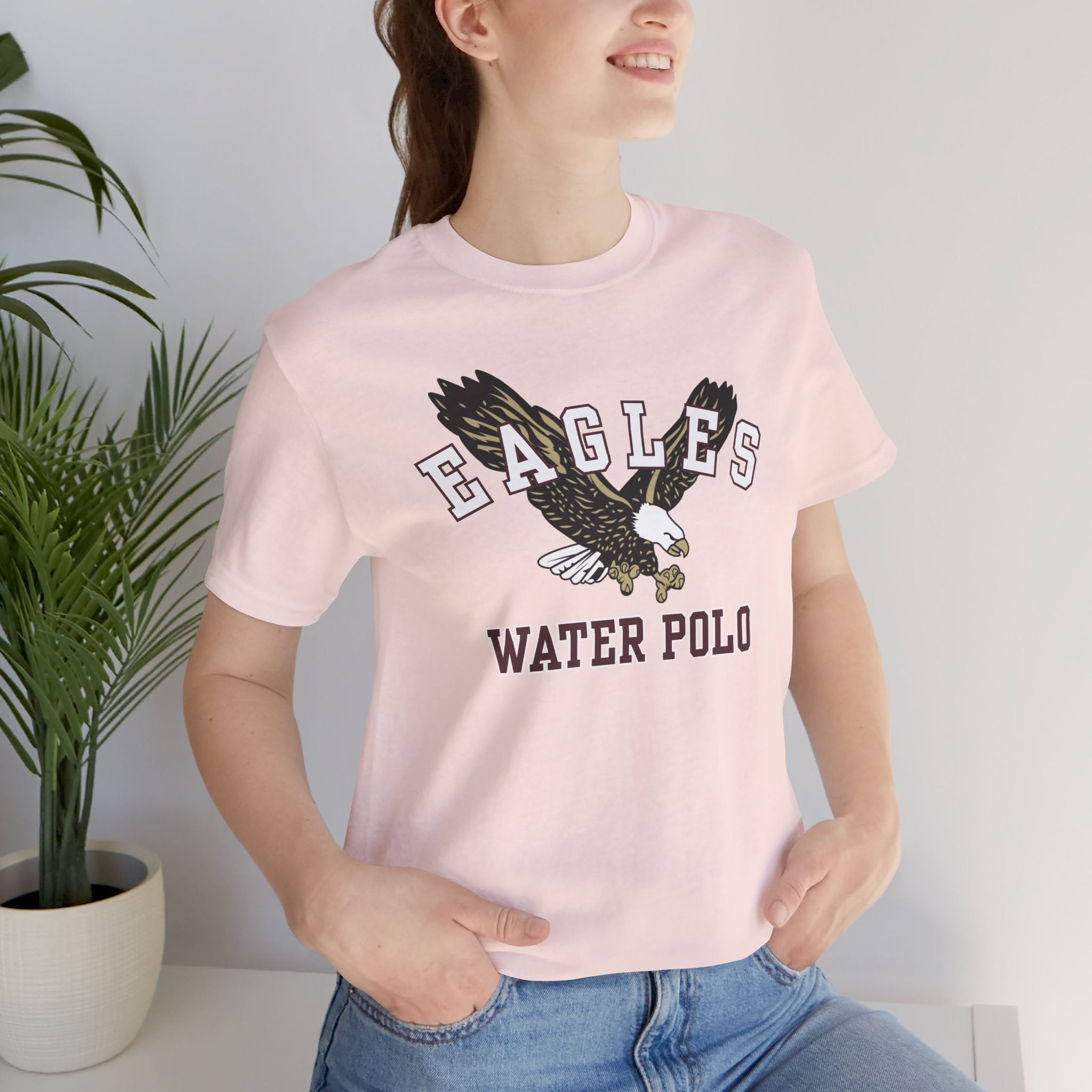 Adult Unisex Flying Water Polo Eagle Graphic Short Sleeve Soft Tee
