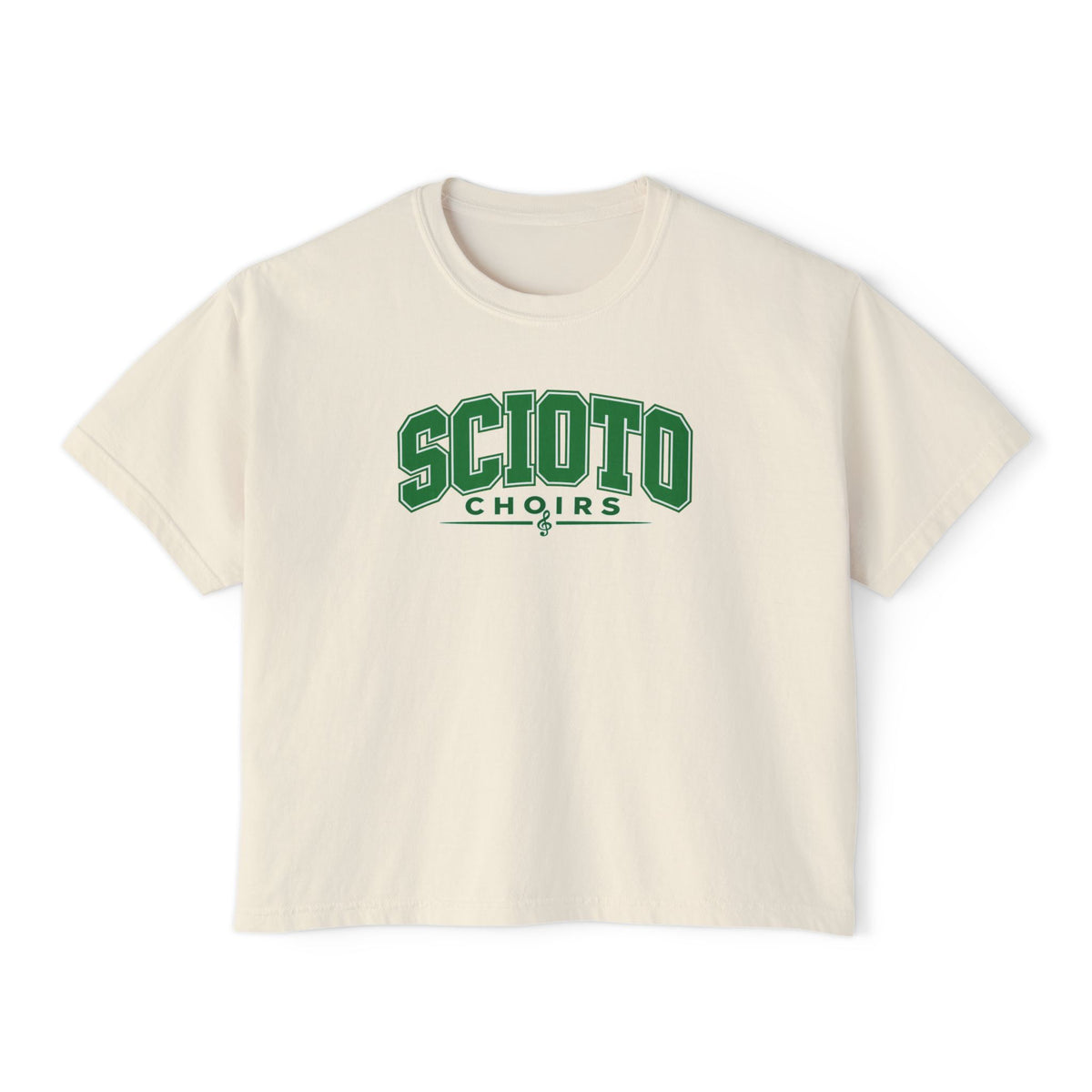 Women's Dublin Scioto Choirs Varsity Block Letter Graphic Boxy Crop Short Sleeve Tee