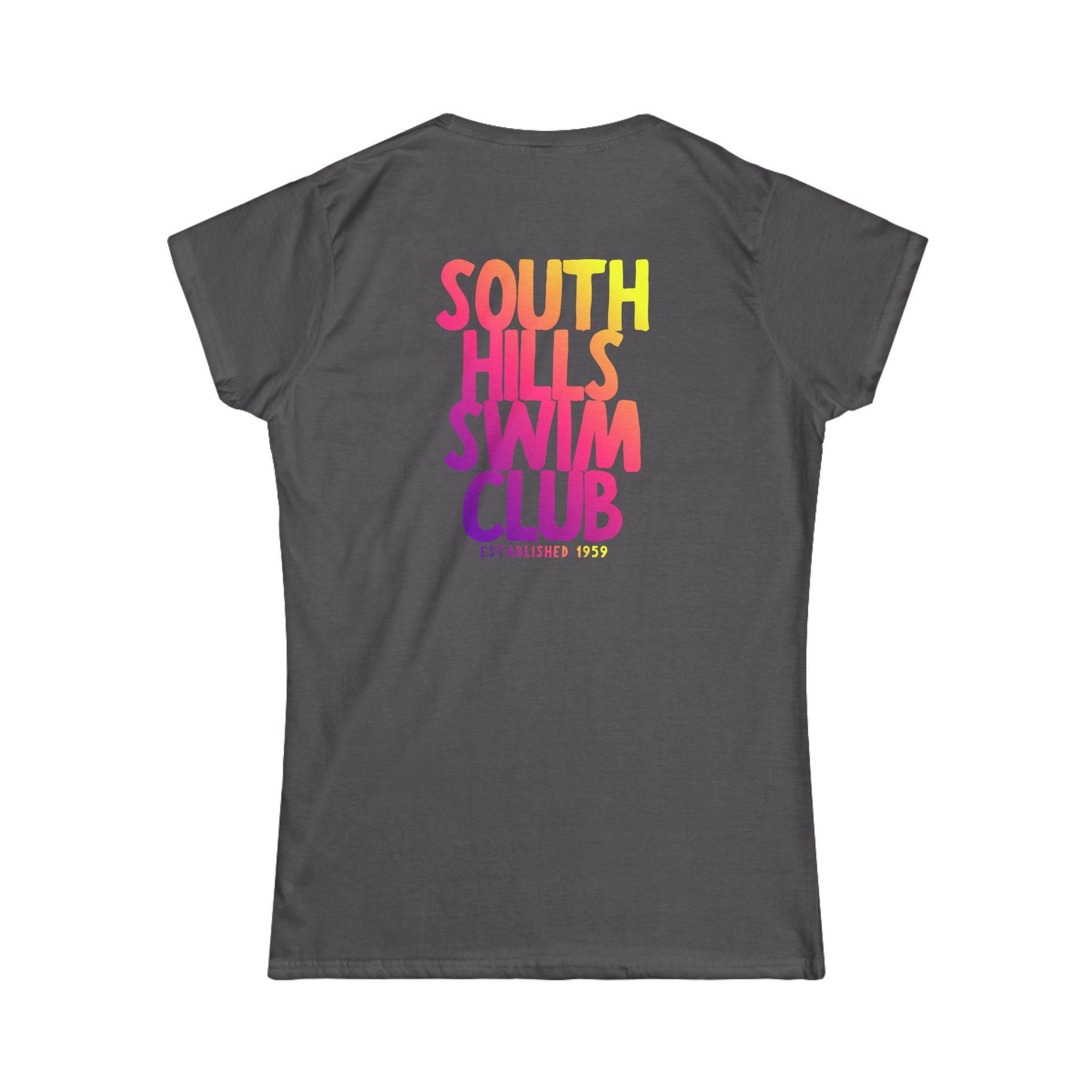 Women's South Hills Swim Club SHSC Ombre Graphic Short Sleeve Gildan Softstyle Tee