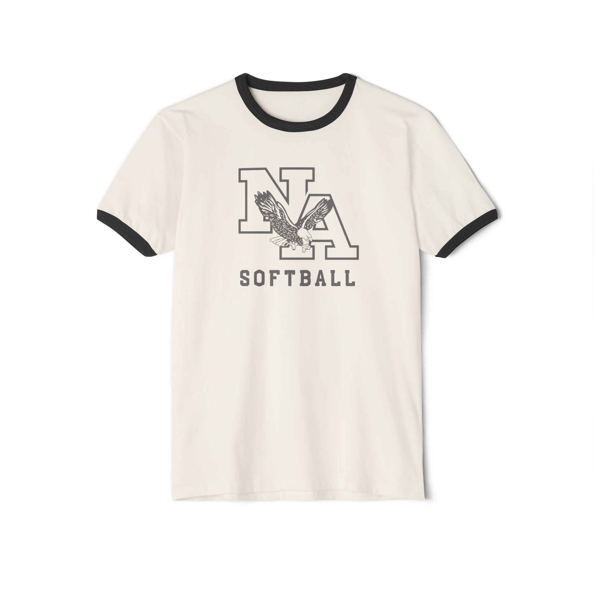 Adult Unisex New Albany Grey Tonal Softball Logo Graphic Short Sleeve Ringer Tee