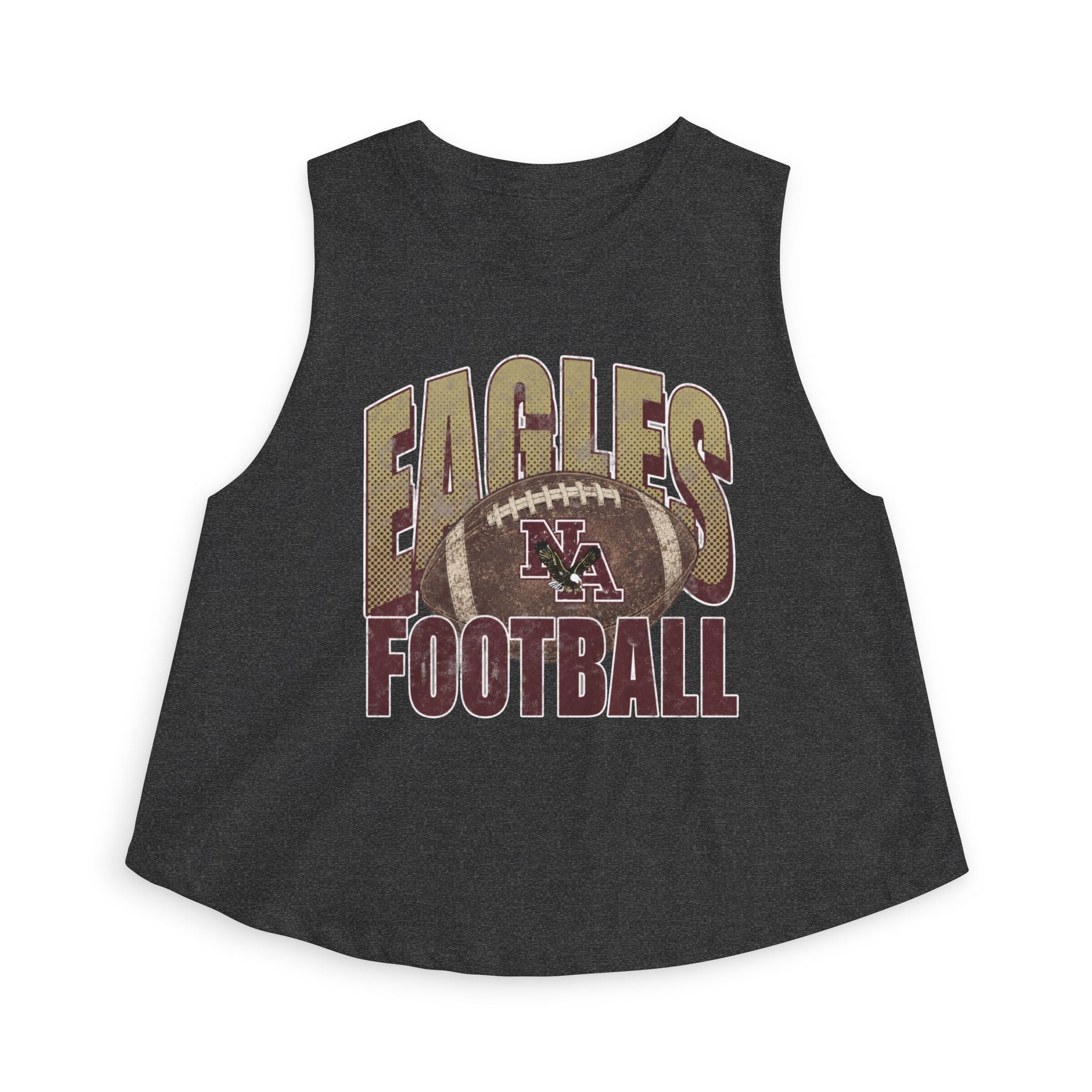 Women's New Albany First-Down Distressed Football Graphic Crop Tank