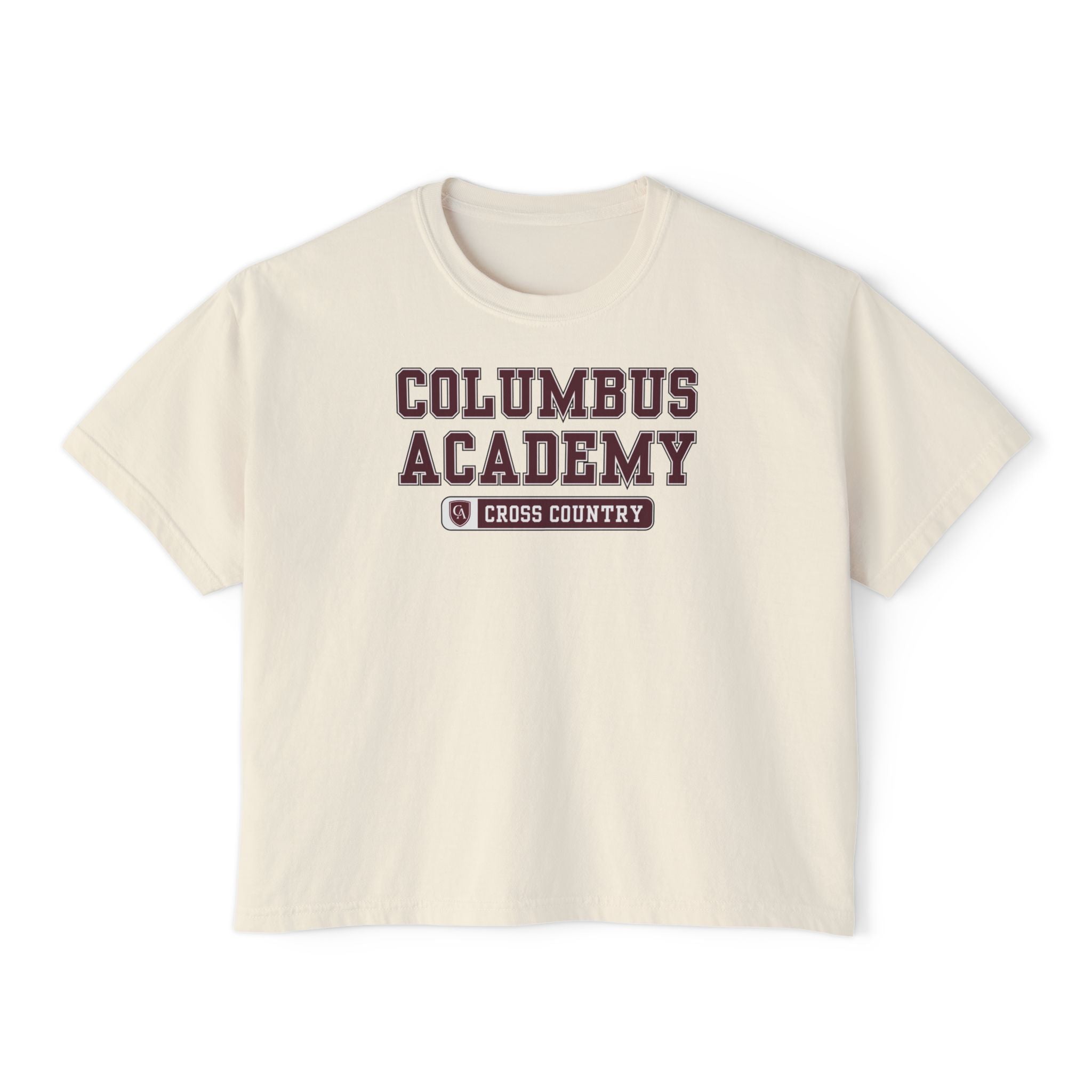 Women's Columbus Academy Cross Country Graphic Boxy Crop Short Sleeve Tee