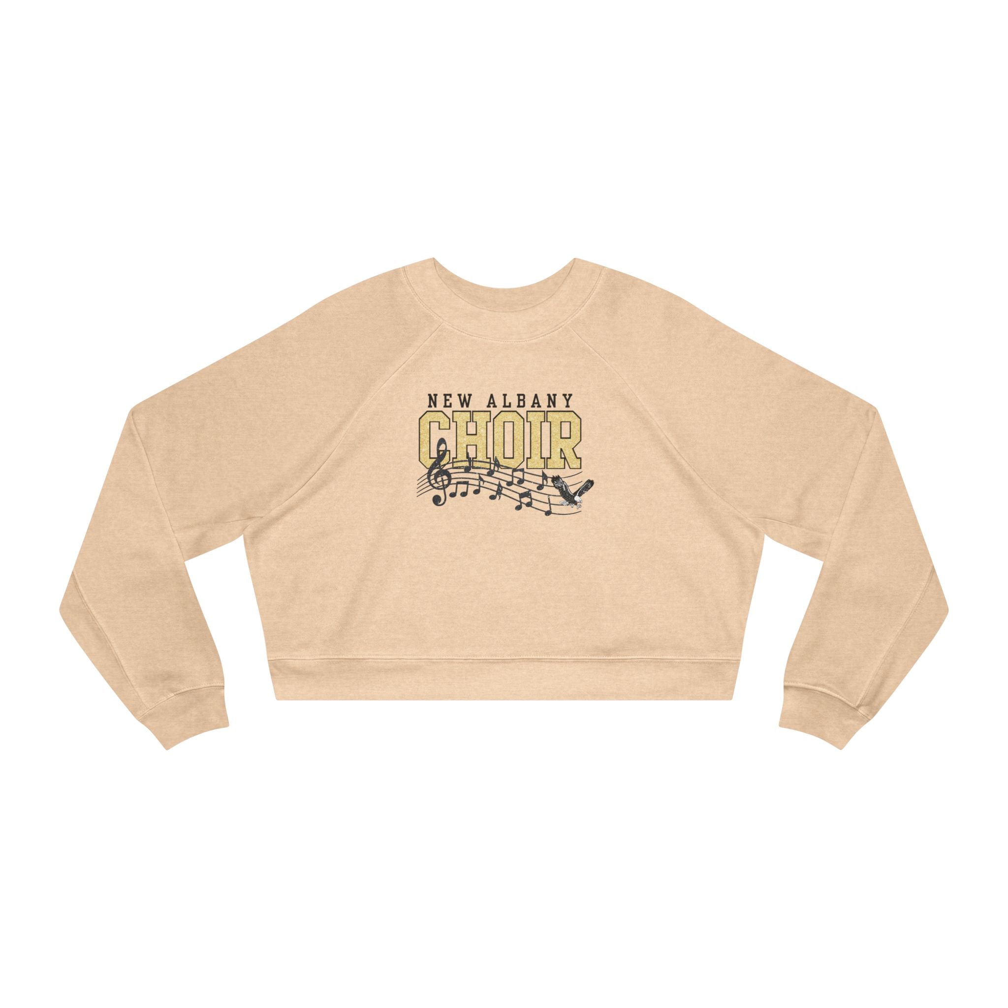 Women's New Albany Choir Digital Glitter Graphic Cropped Fleece Sweatshirt