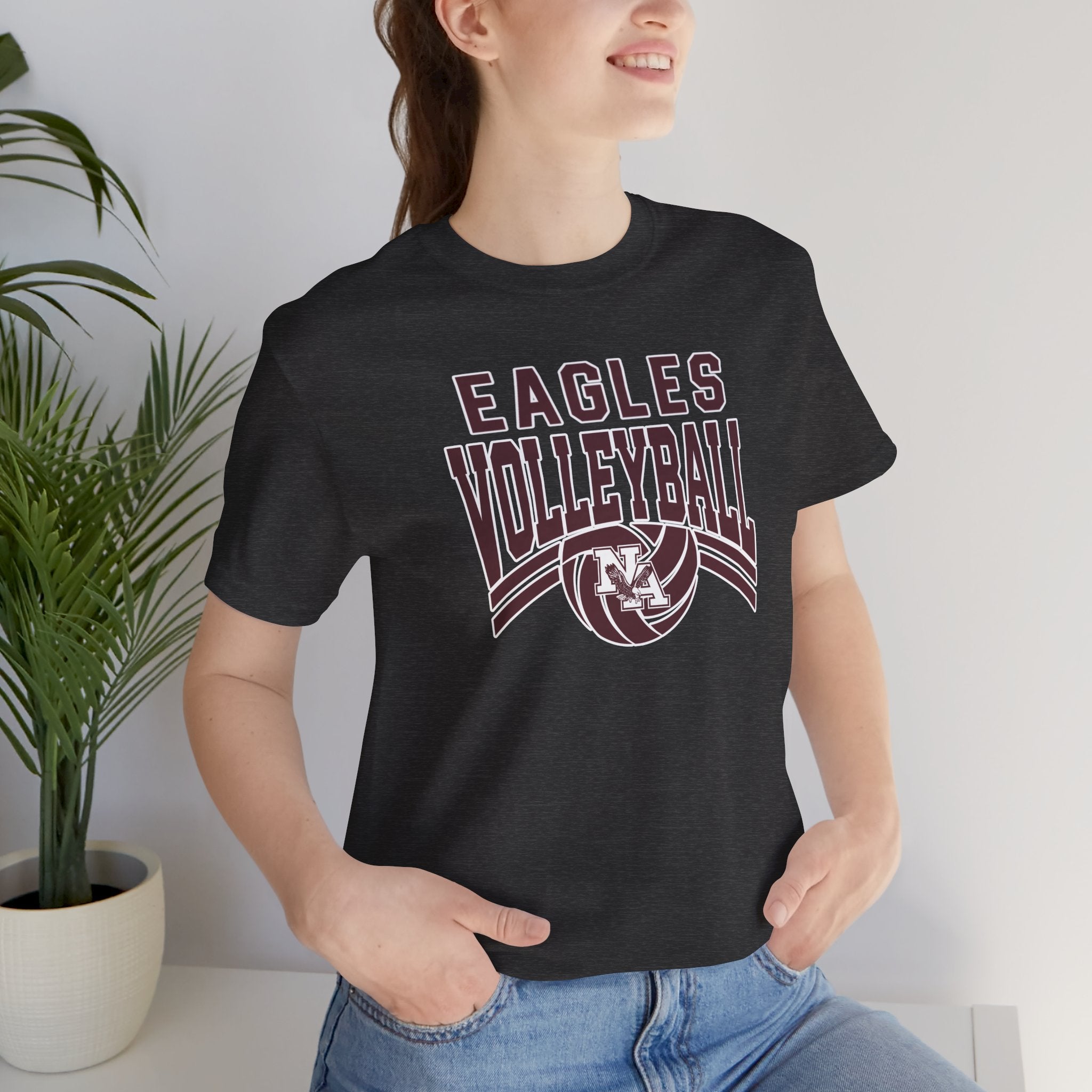Adult Unisex New Albany Volleyball Varsity Arch Graphic Short Sleeve Soft Tee