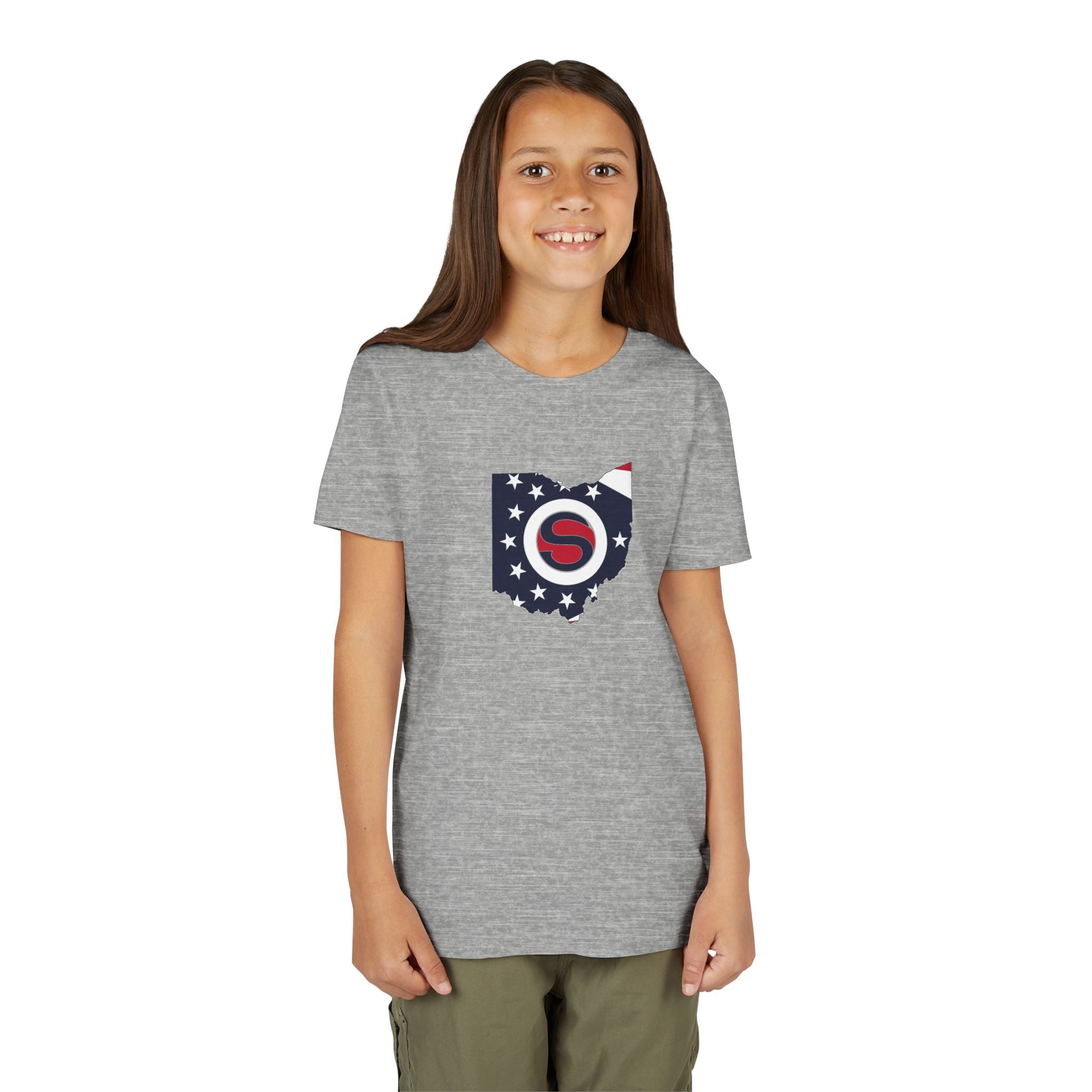 Youth Stingers Softball State Logo Graphic Short Sleeve Bella + Canvas Soft Tee