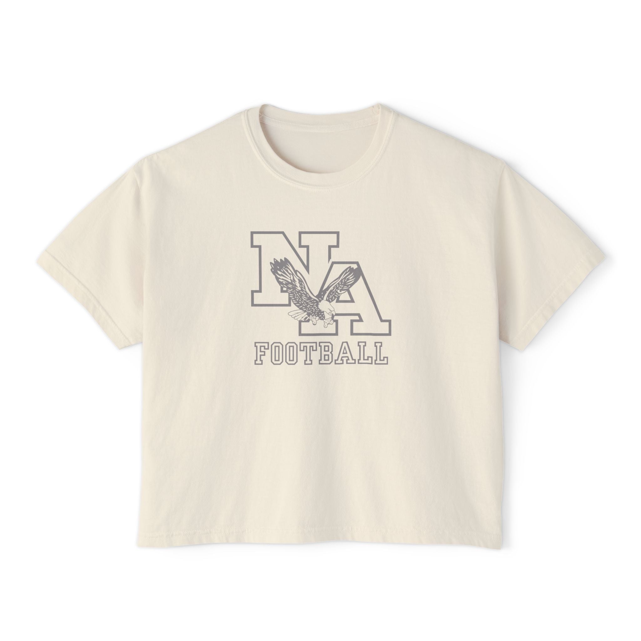Women's New Albany Tonal Football Logo Graphic Boxy Crop Short Sleeve Tee