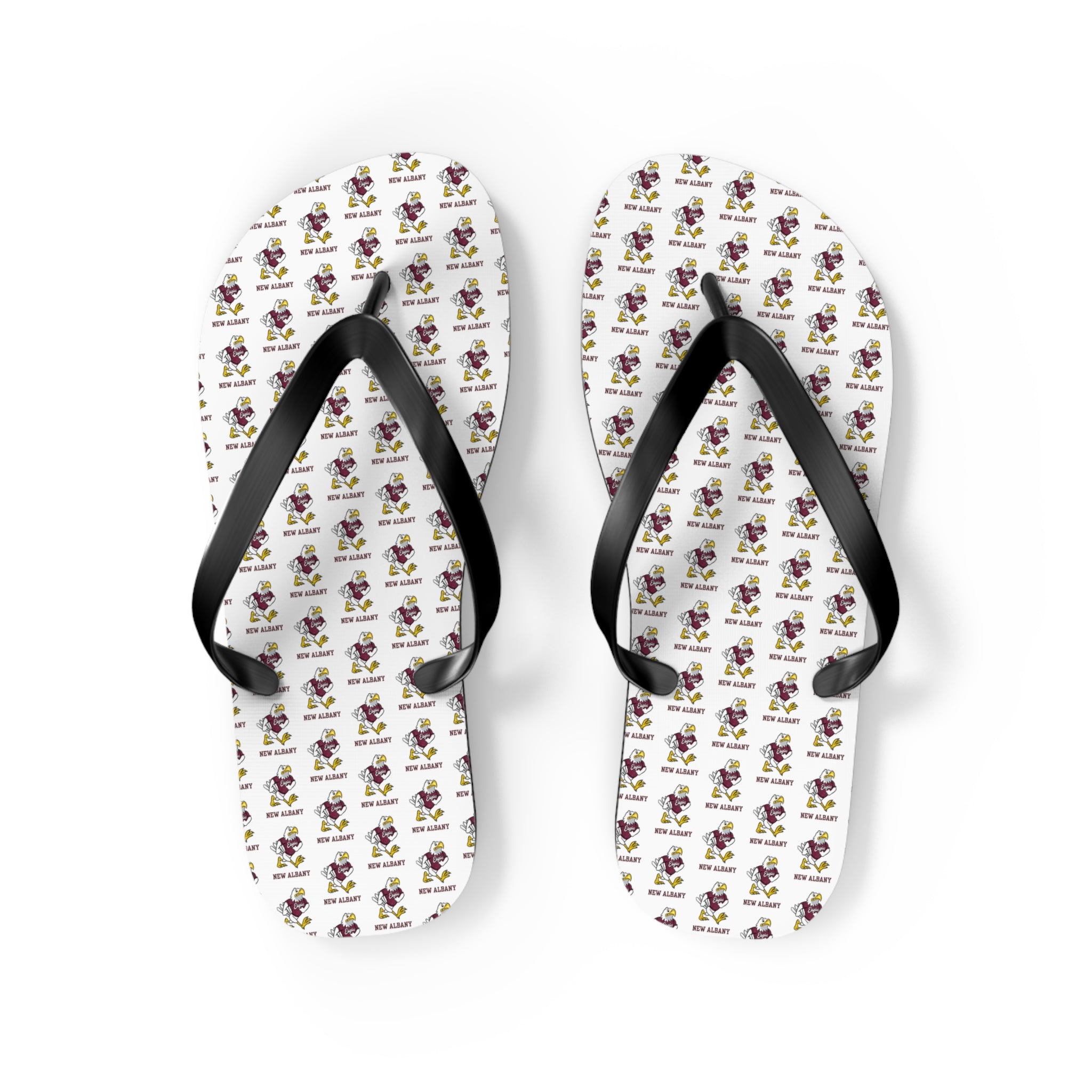 Adult Unisex Vintage Fighting Eagle White Flip Flops - New Albany Eagles