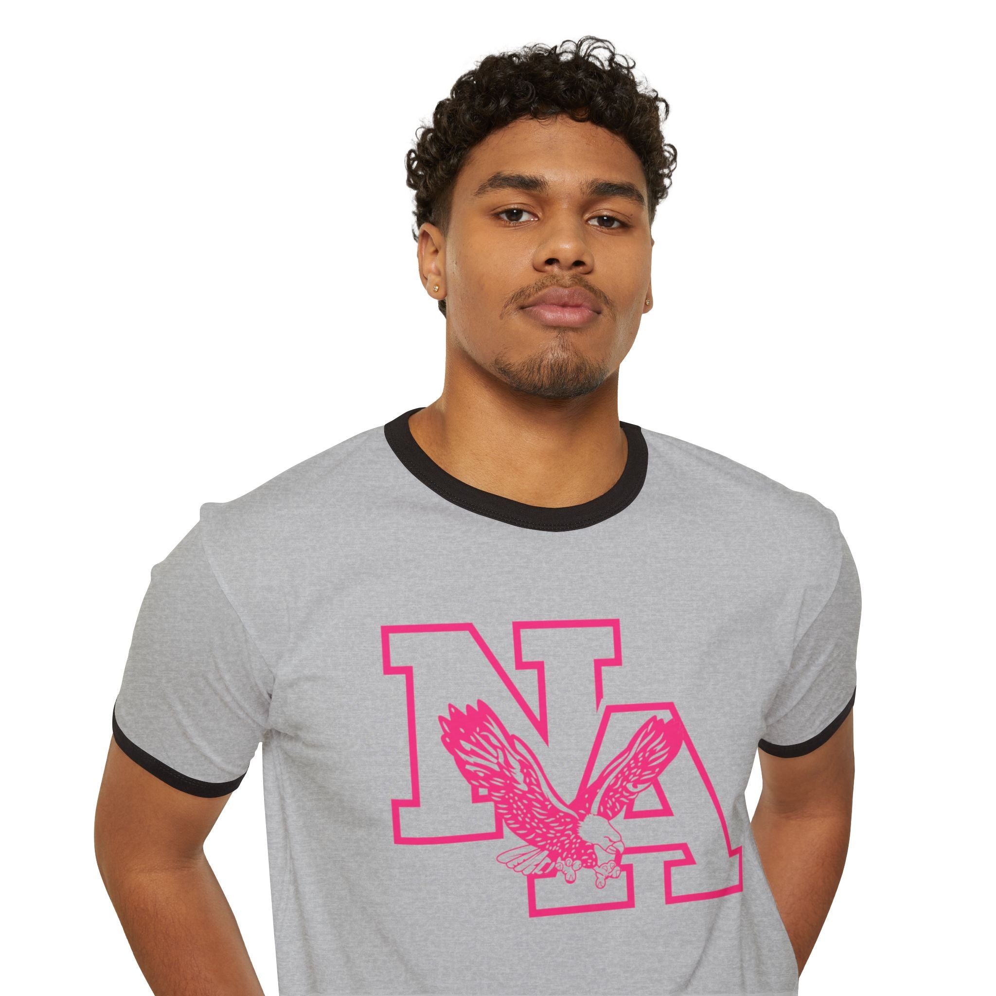Adult Unisex Neon Pink Power Logo Graphic Ringer Tee - PINK OCTOBER