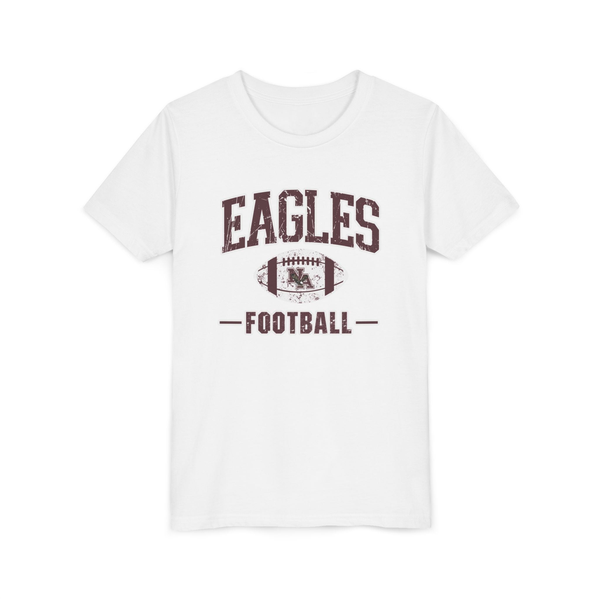 Youth Eagles Football Vintage Distressed Graphic Short Sleeve Soft Tee