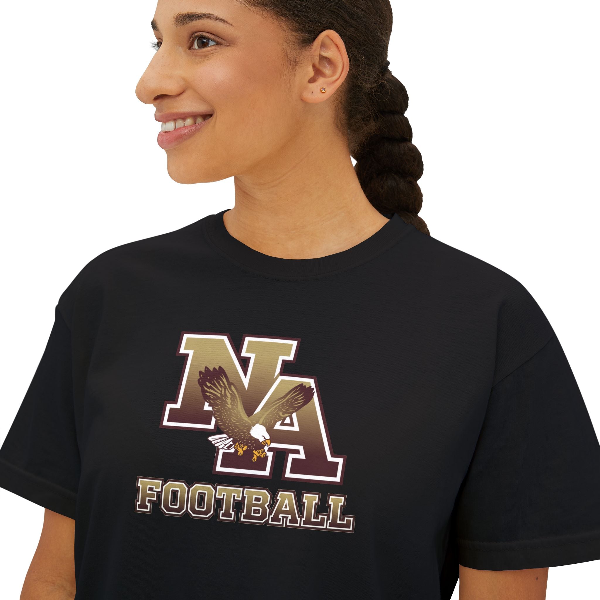 Women's New Albany Ombre Eagle Logo Graphic Boxy Crop Short Sleeve Tee