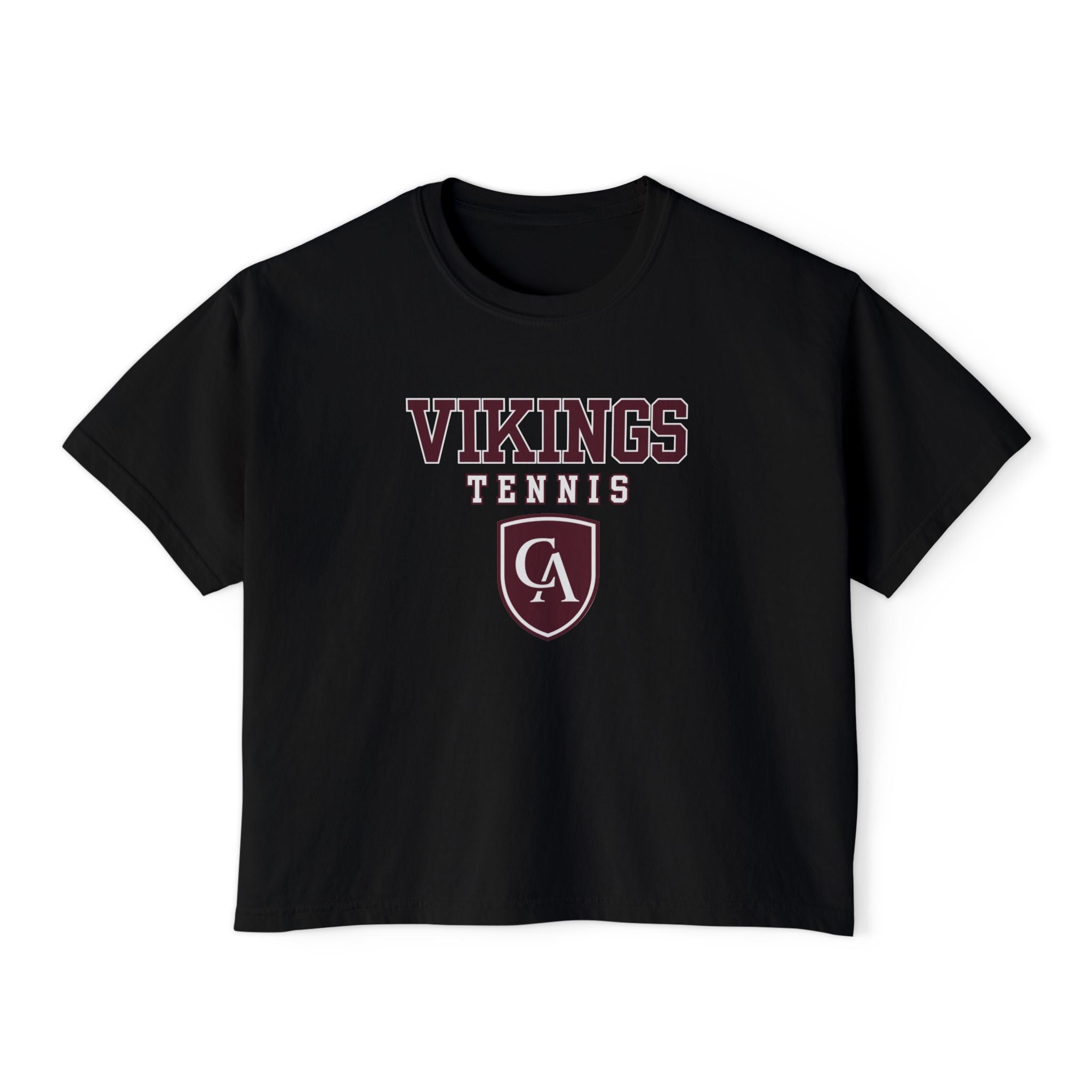 Women's Columbus Academy Vikings Tennis Graphic Boxy Crop Short Sleeve Tee