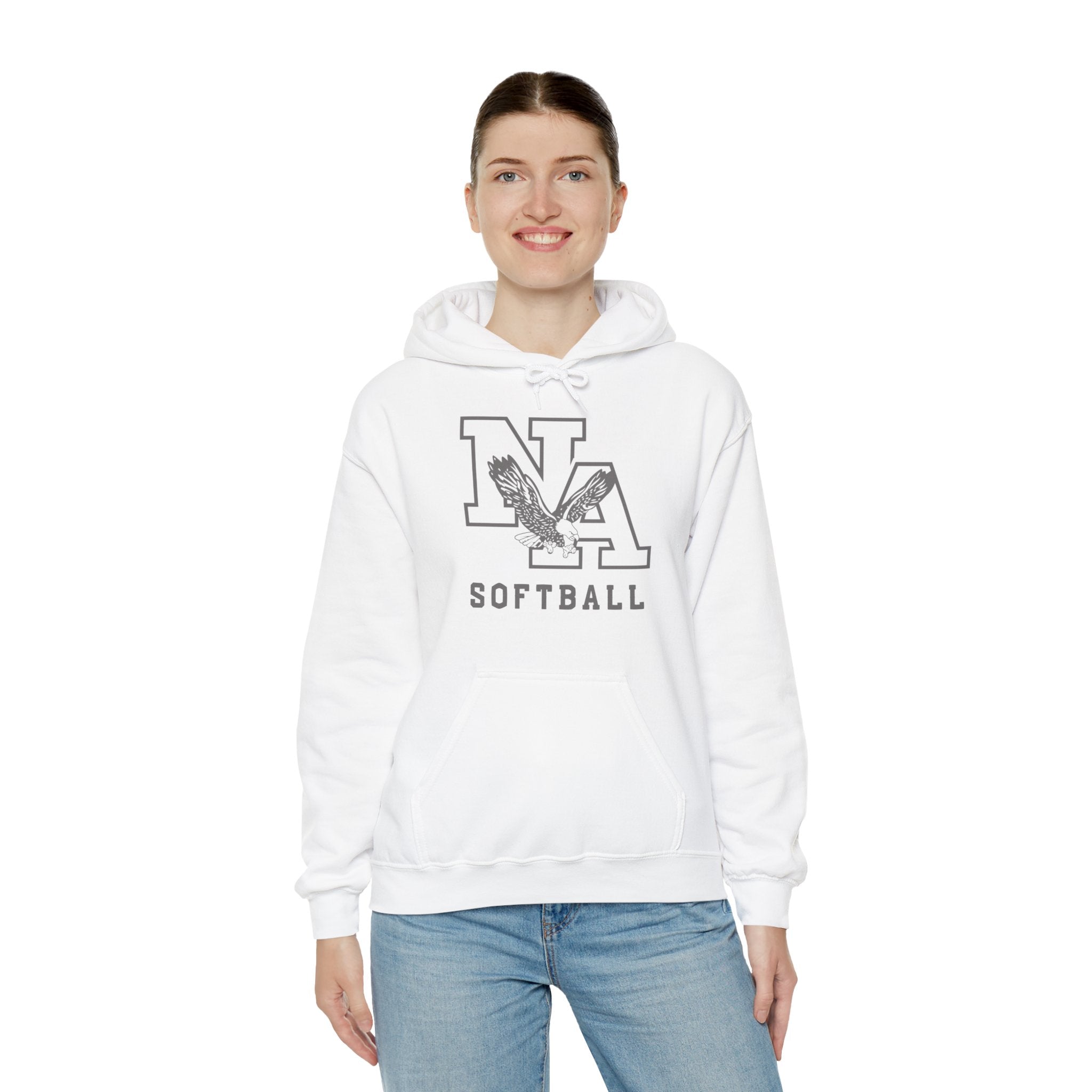 Adult Unisex New Albany Grey Tonal Softball Logo Graphic Hoodie