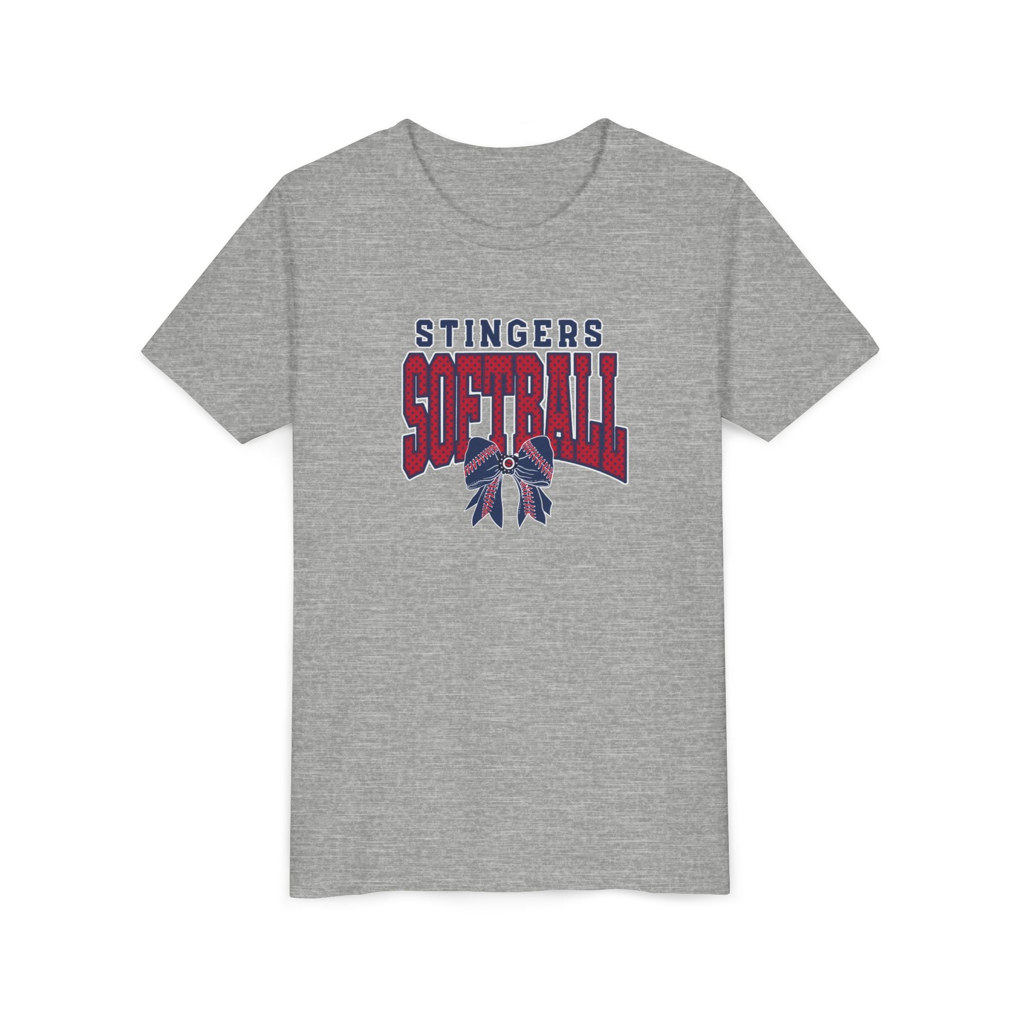 Youth Stingers Softball Stitched Bow Graphic Short Sleeve Bella + Canvas Soft Tee