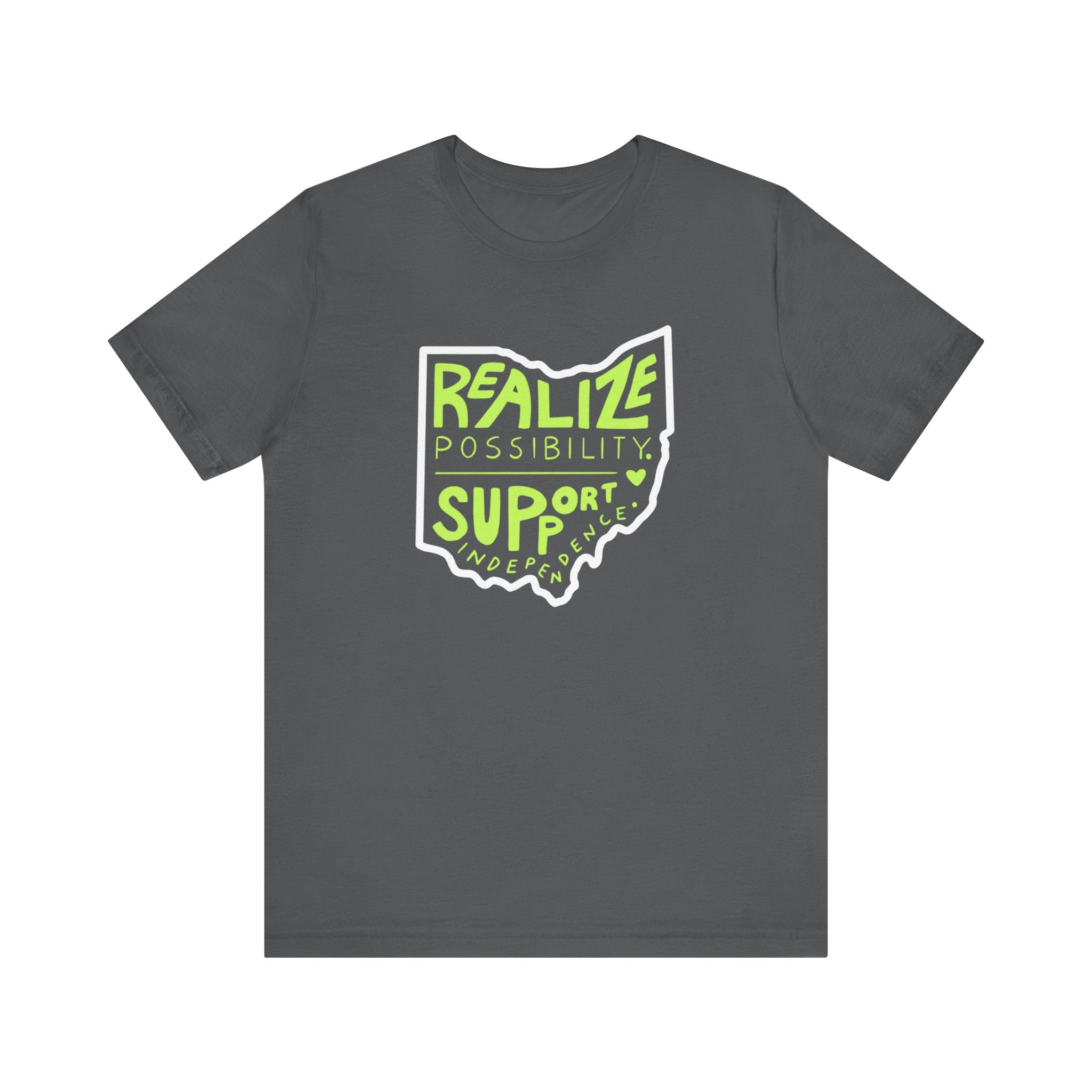 Adult Unisex Realize Possibility Support Independence Short Sleeve Soft Tee - Bridgeway Academy