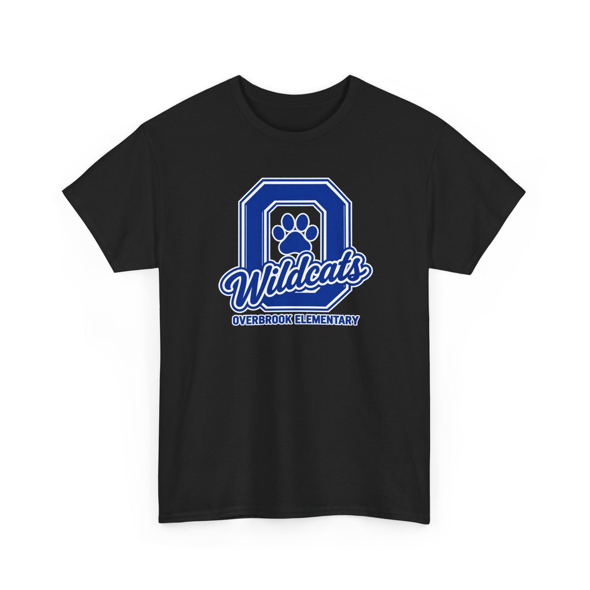 Adult Unisex Overbrook Elementary Wildcats Block Letter Graphic Gildan Classic Tee