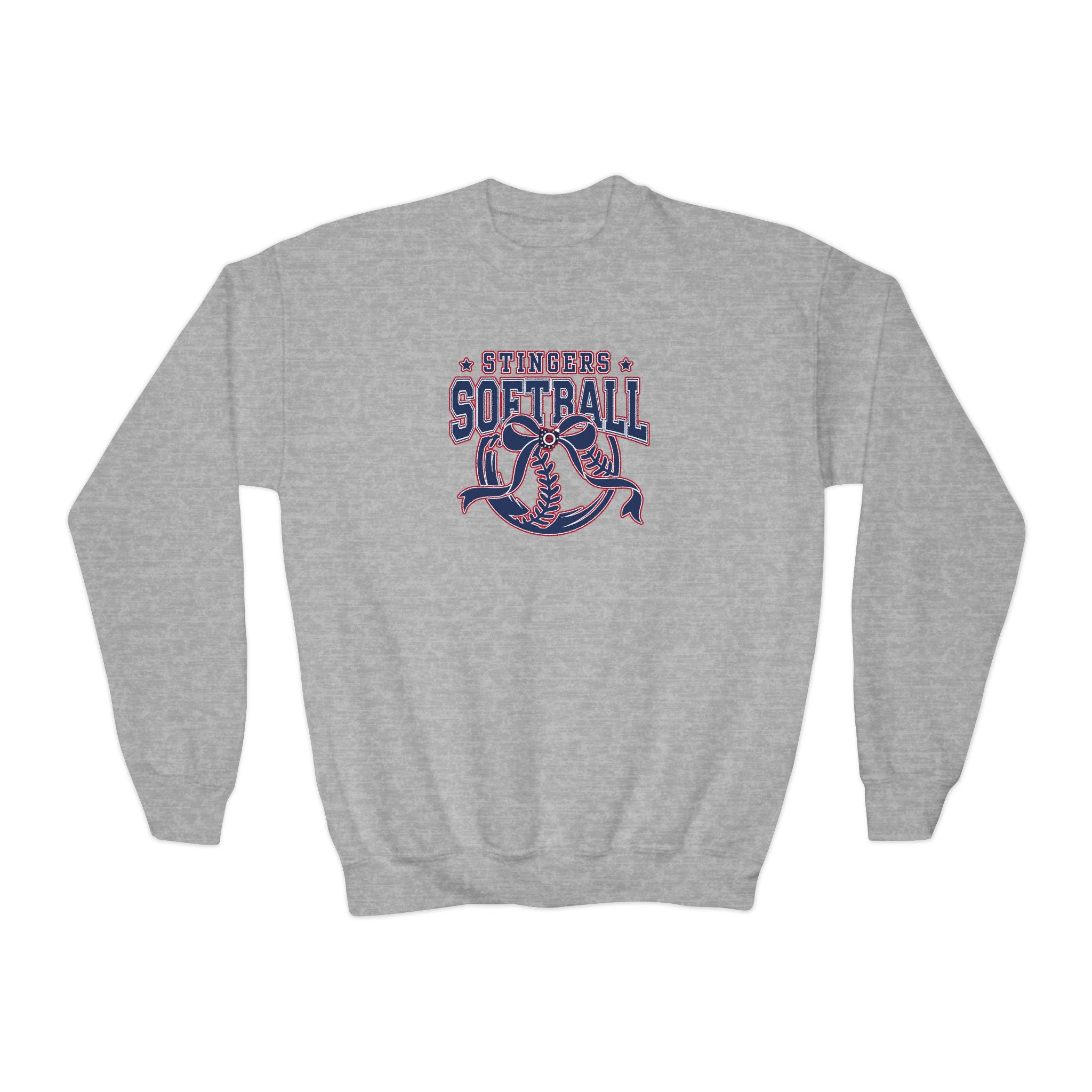 Youth Stingers Softball Spirit Bow Graphic Gildan Heavy Blend Sweatshirt