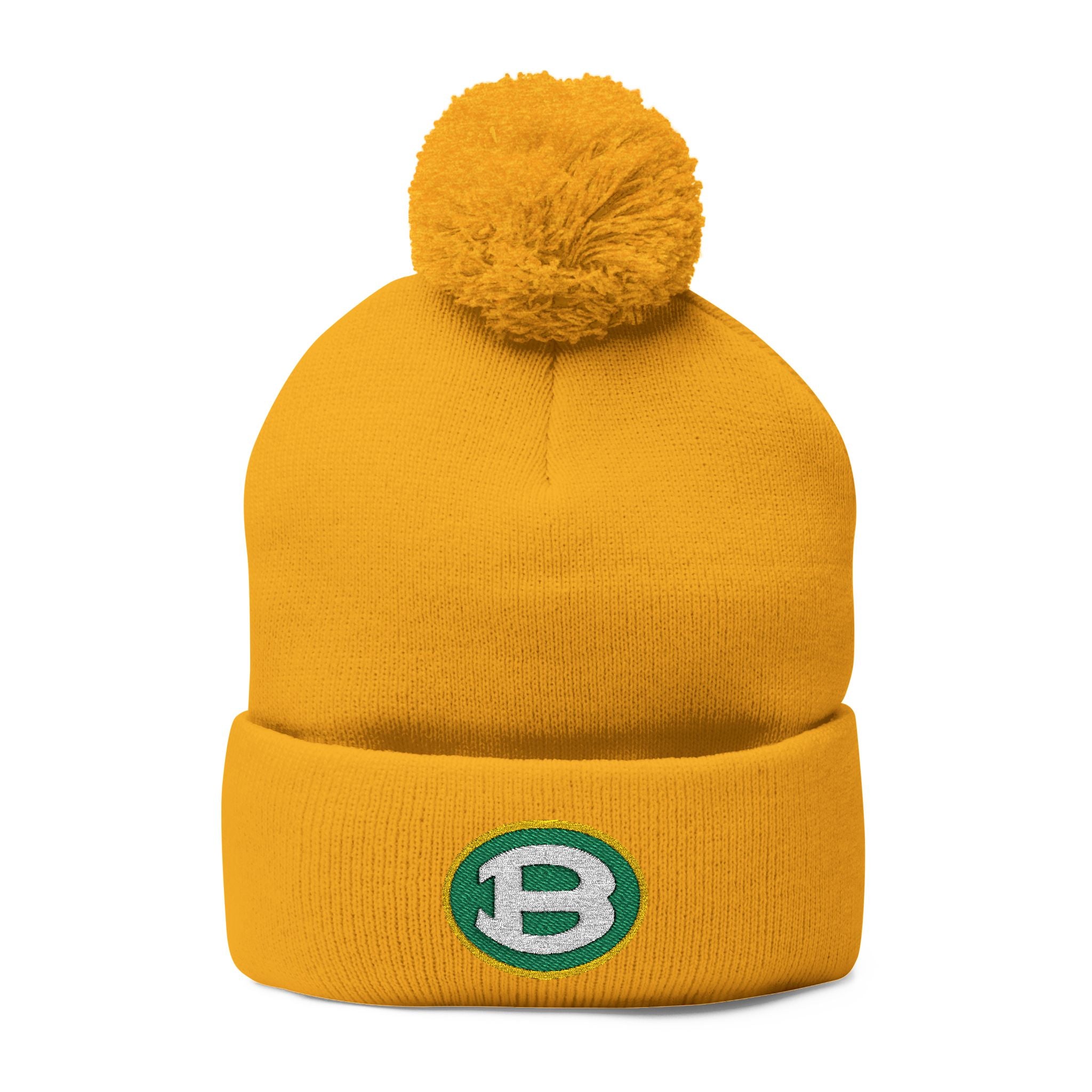 Pom Pom Knit Hat with Embroidered Classic Brooke Logo