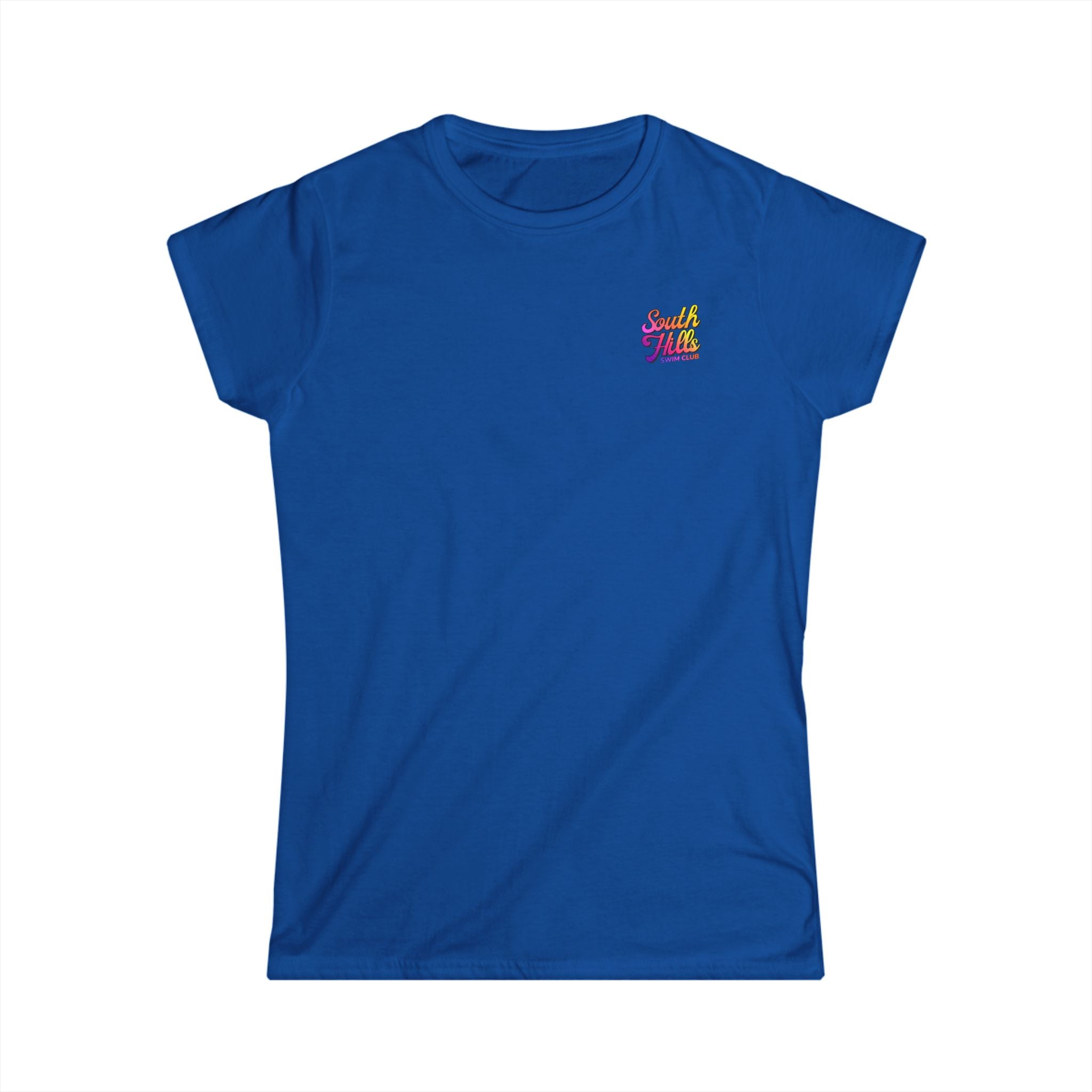 Women's South Hills Swim Club Sunset Script Graphic Short Sleeve Gildan Softstyle Tee