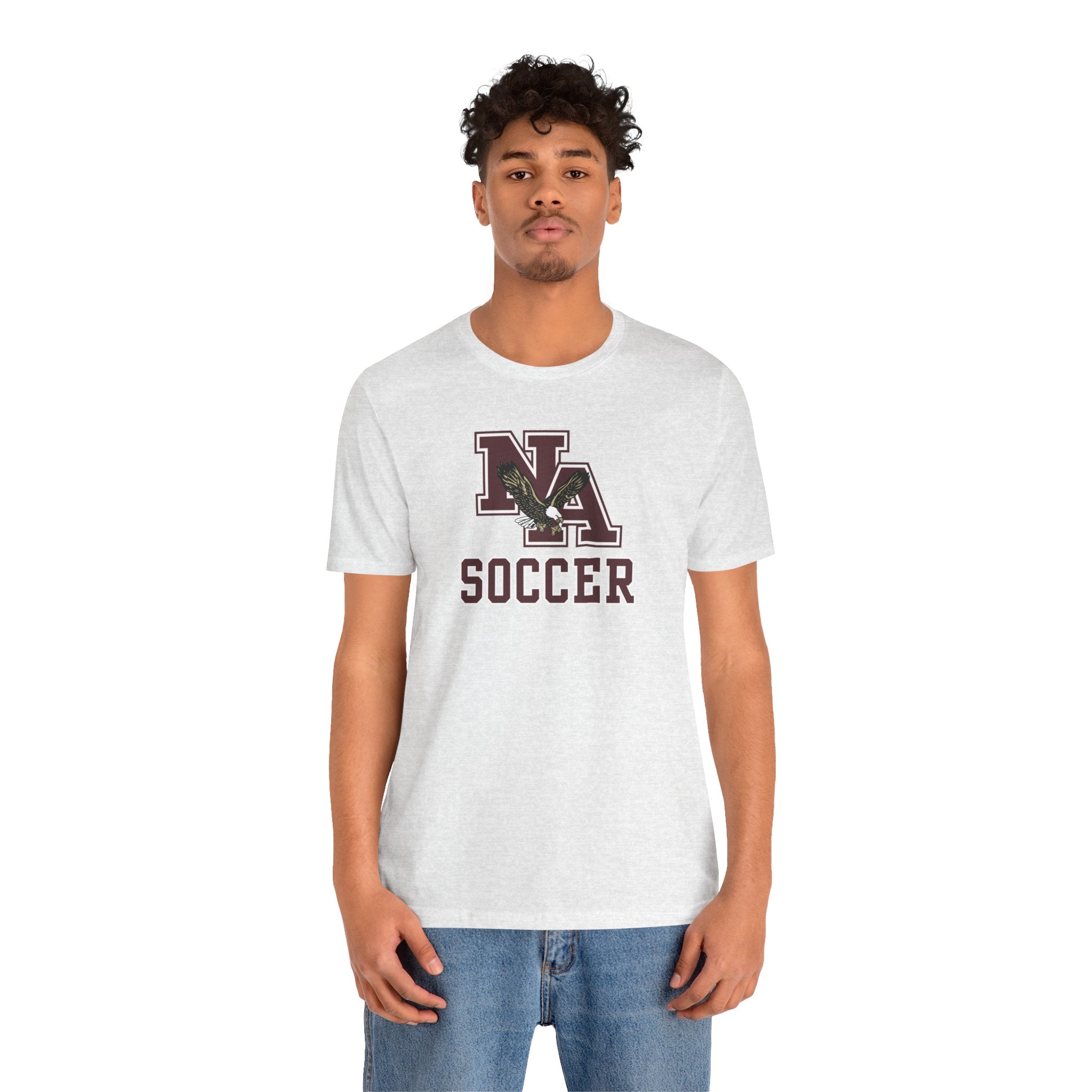 Adult Unisex New Albany Classic Maroon Soccer Logo Graphic Short Sleeve Bella + Canvas Soft Tee