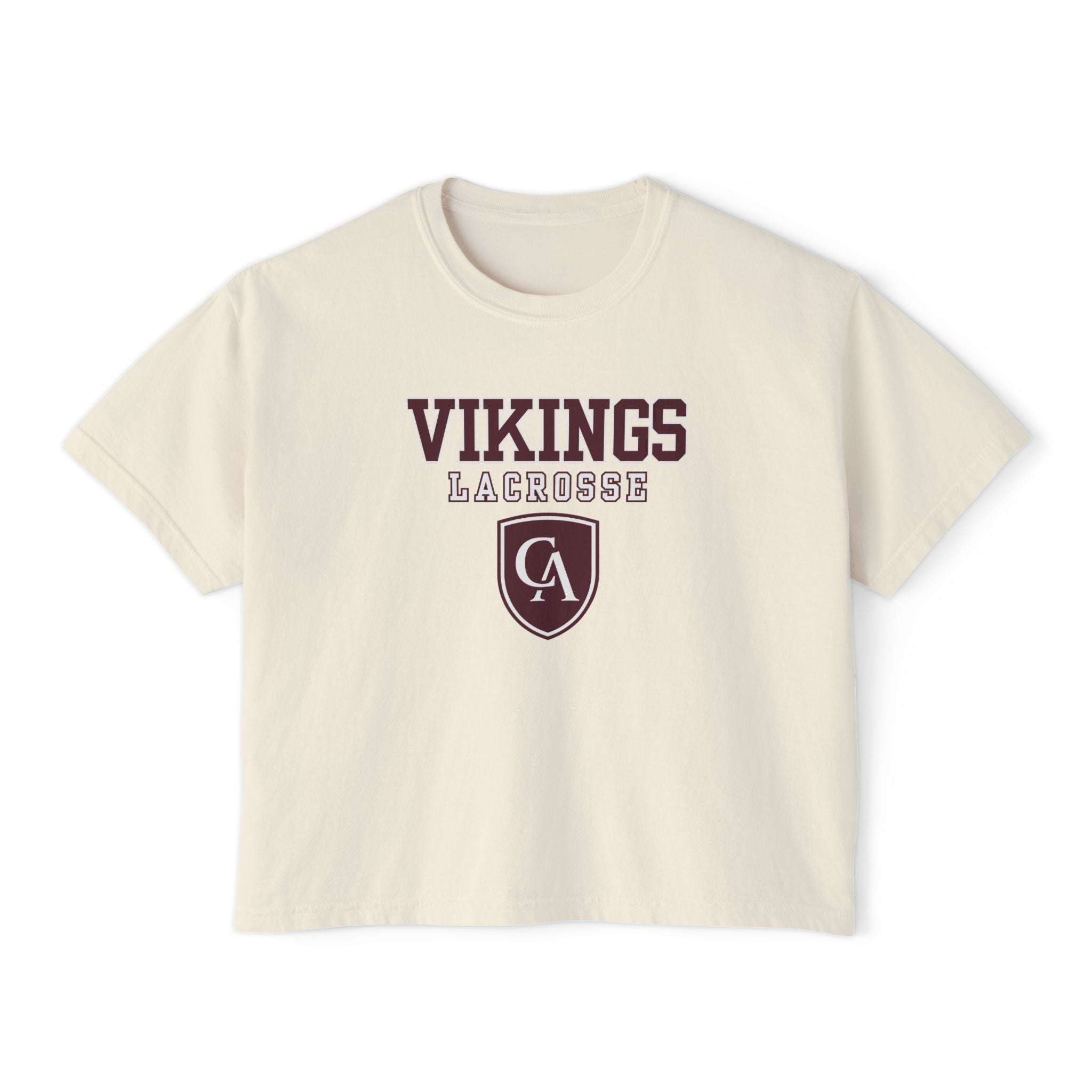 Women's Columbus Academy Vikings Lacrosse Graphic Boxy Crop Short Sleeve Tee