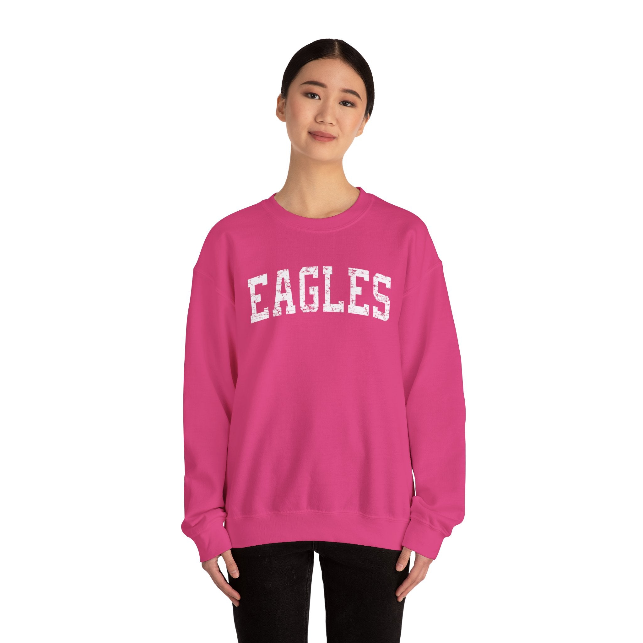 Adult Unisex Vintage Distressed Eagles Graphic Sweatshirt - PINK OCTOBER