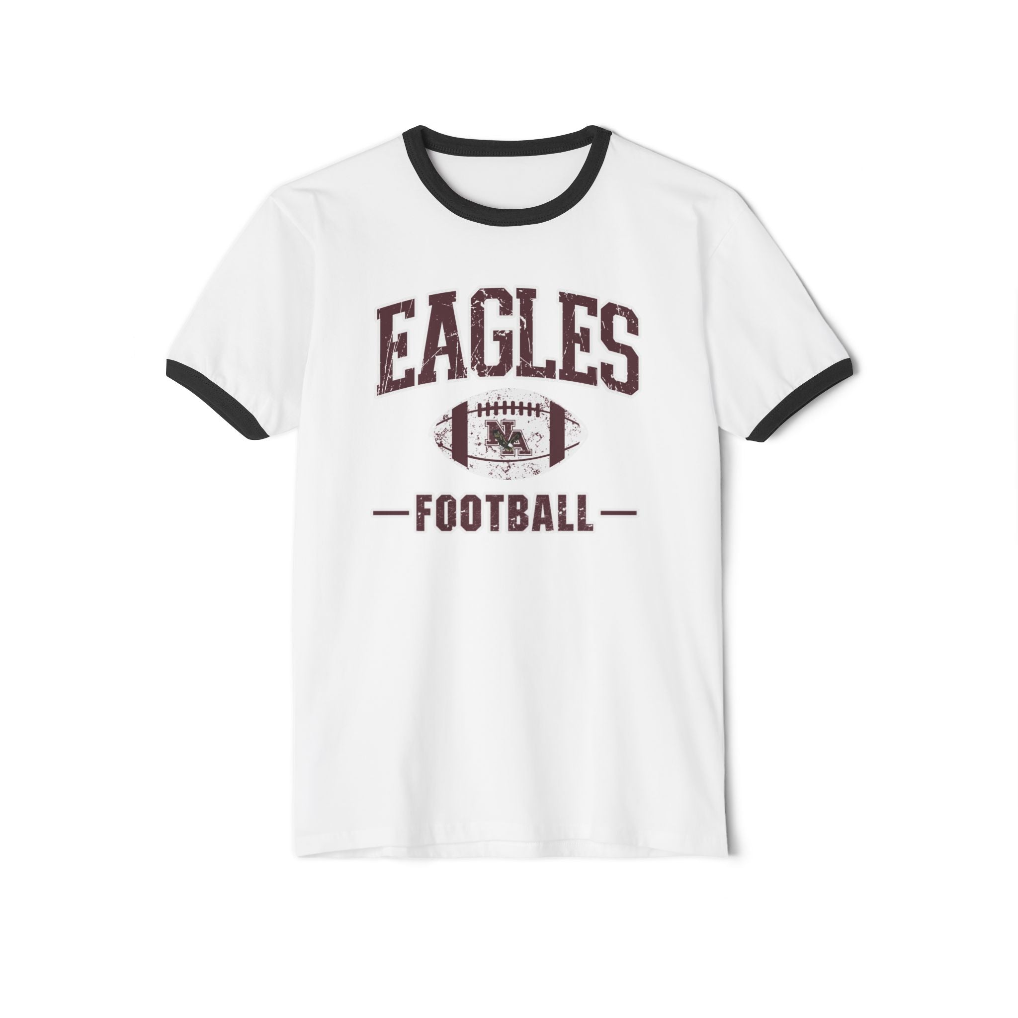 Adult Unisex Eagles Football Vintage Distressed Graphic Short Sleeve Ringer Tee
