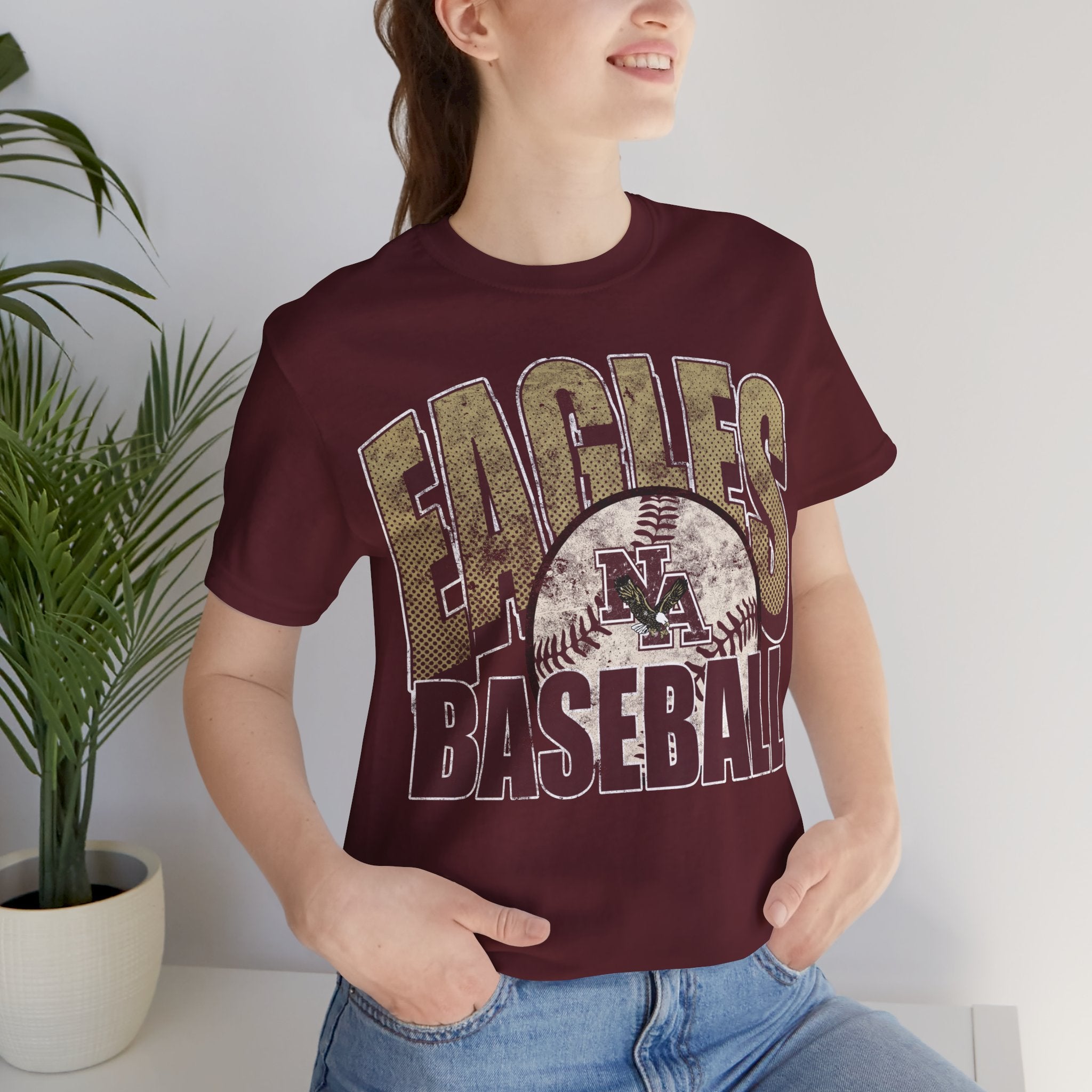 Adult Unisex New Albany Eagles Distressed Dugout Graphic Short Sleeve Soft Tee