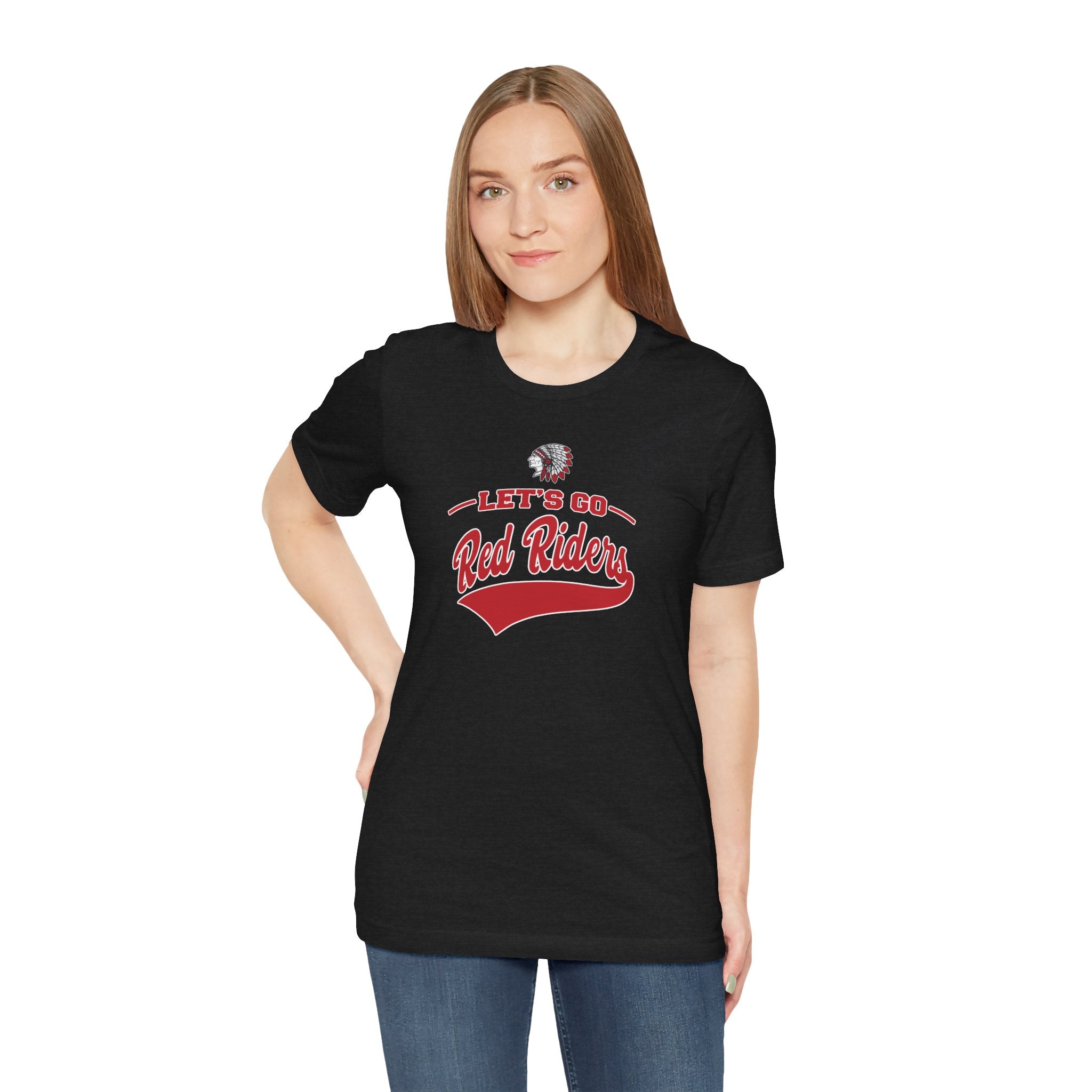 Adult Unisex Let's Go Red Riders Graphic Short Sleeve Bella + Canvas Soft Tee