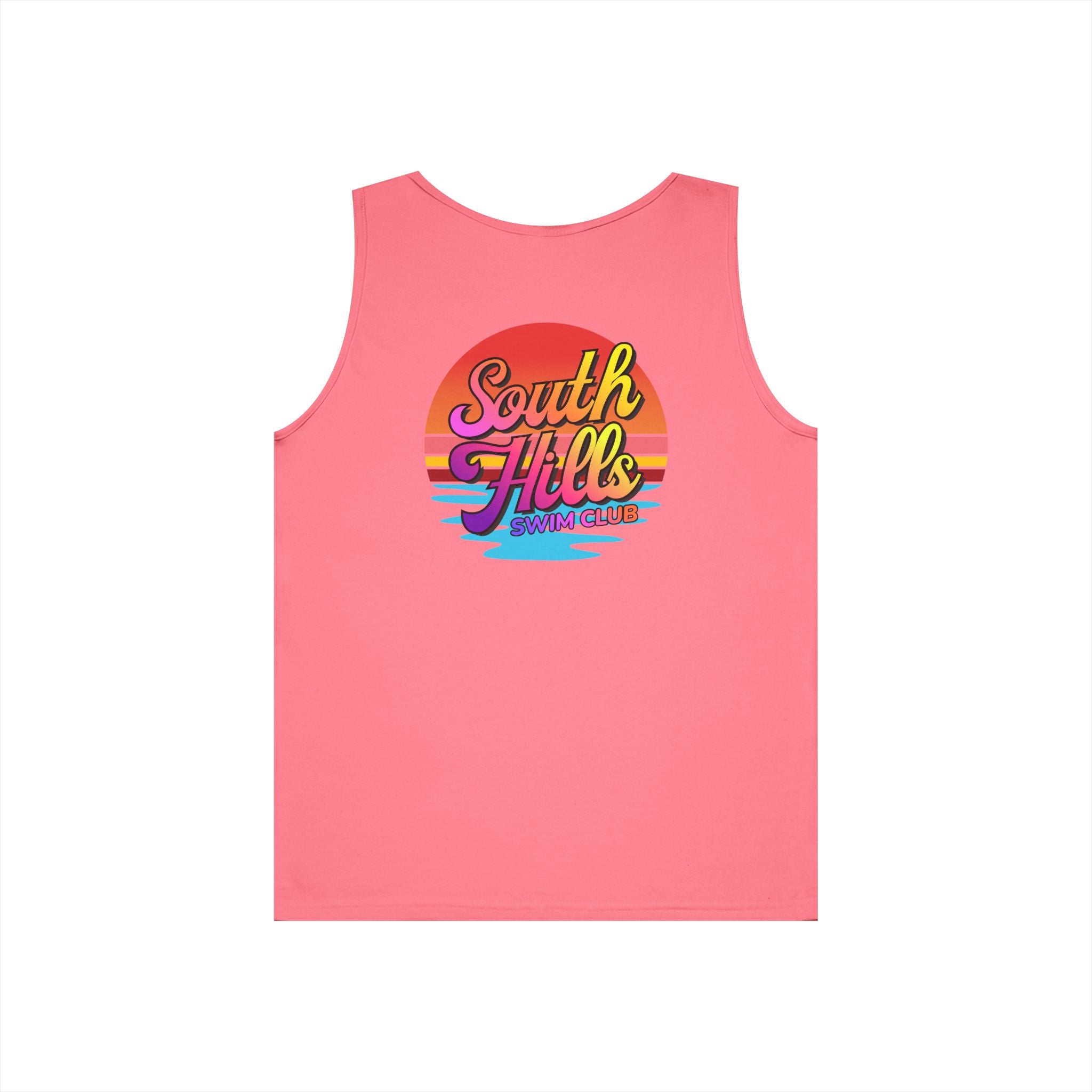Adult Unisex South Hills Swim Club Sunset Script Graphic Tank