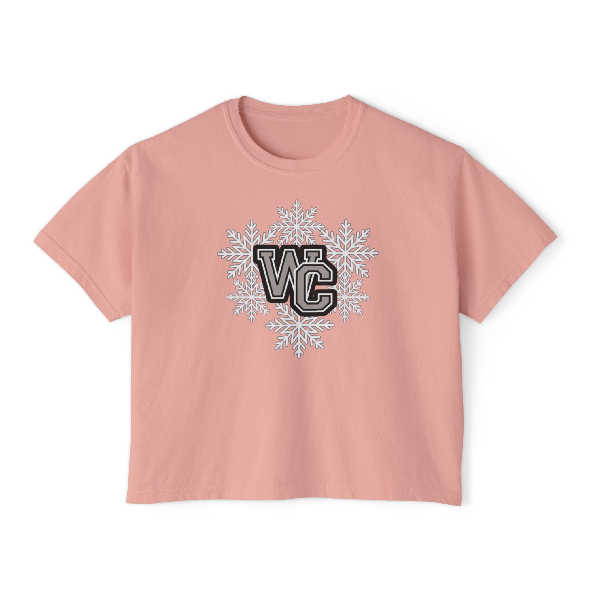Women's Westerville Central Spirited Snowflake Graphic Boxy Crop Short Sleeve Tee