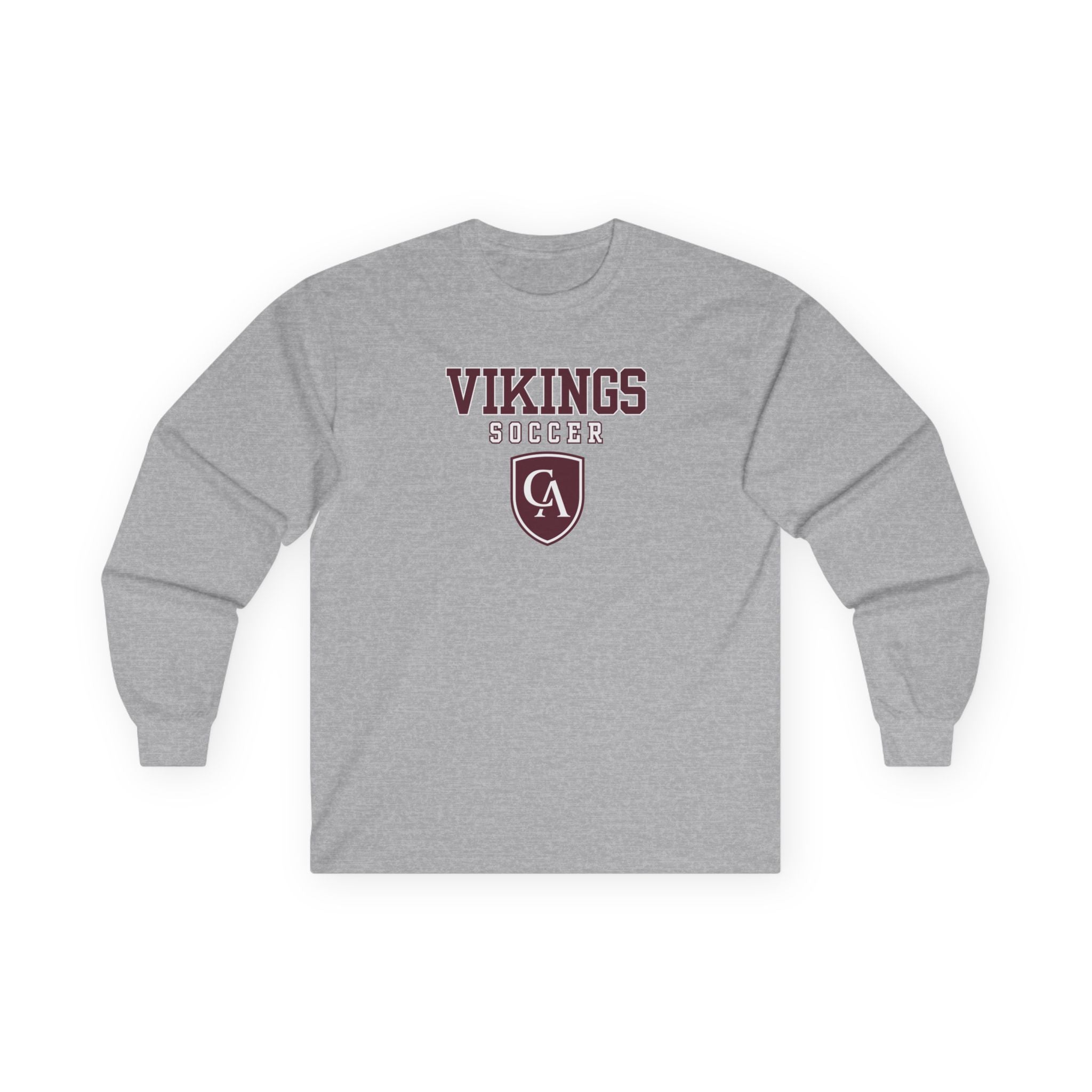 Adult Unisex Columbus Academy Vikings Soccer Graphic Gildan Long Sleeve Tee