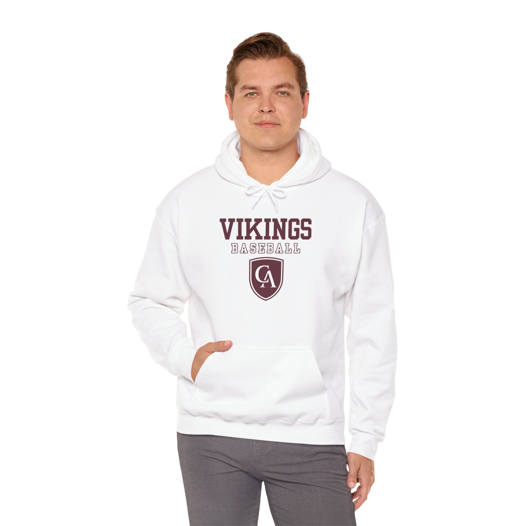 Adult Unisex Columbus Academy Vikings Baseball Graphic Gildan Heavy Blend Hoodie