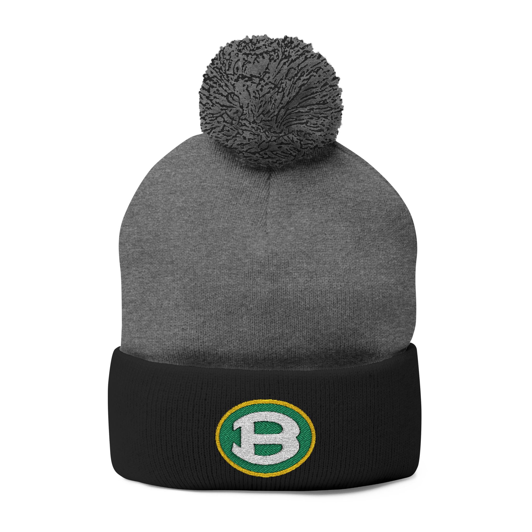 Pom Pom Knit Hat with Embroidered Classic Brooke Logo