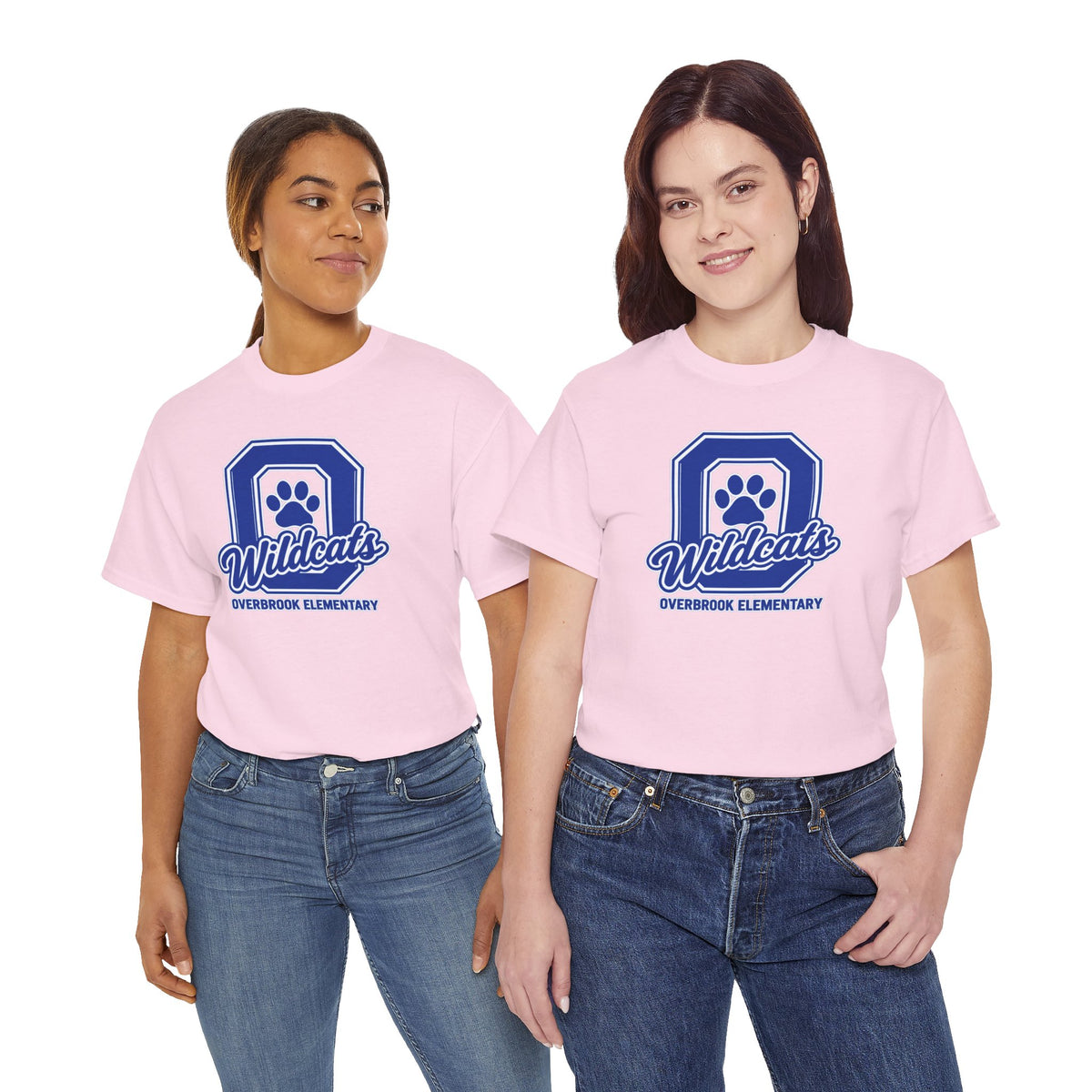 Adult Unisex Overbrook Elementary Wildcats Block Letter Graphic Gildan Classic Tee