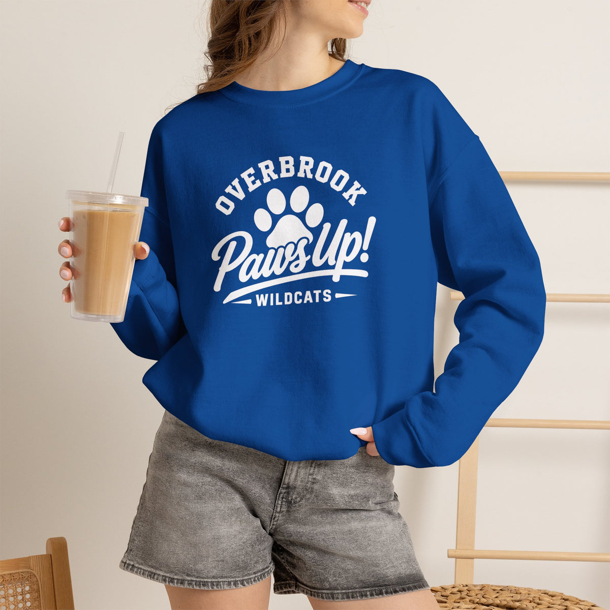 Adult Unisex Overbrook Elementary Paws Up Graphic Sweatshirt
