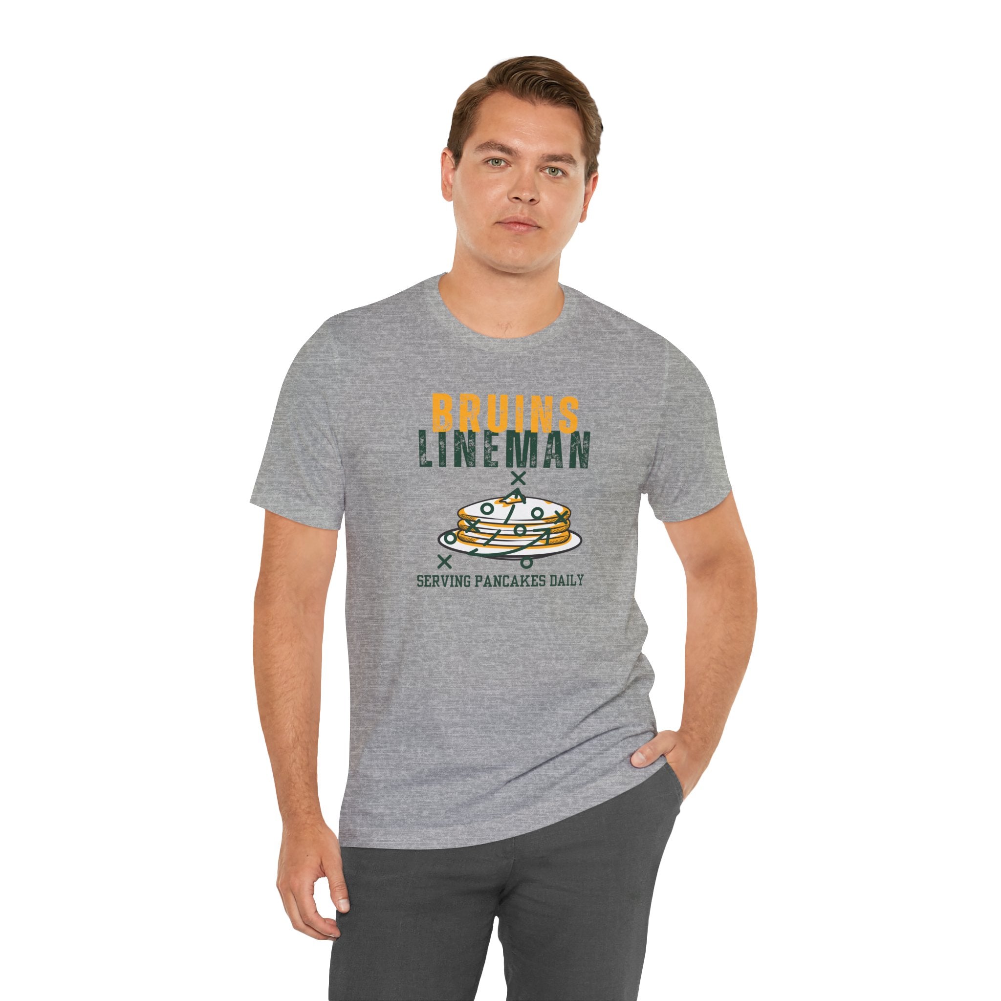 Adult Unisex Bruins Lineman Pancake Graphic Short Sleeve Soft Tee