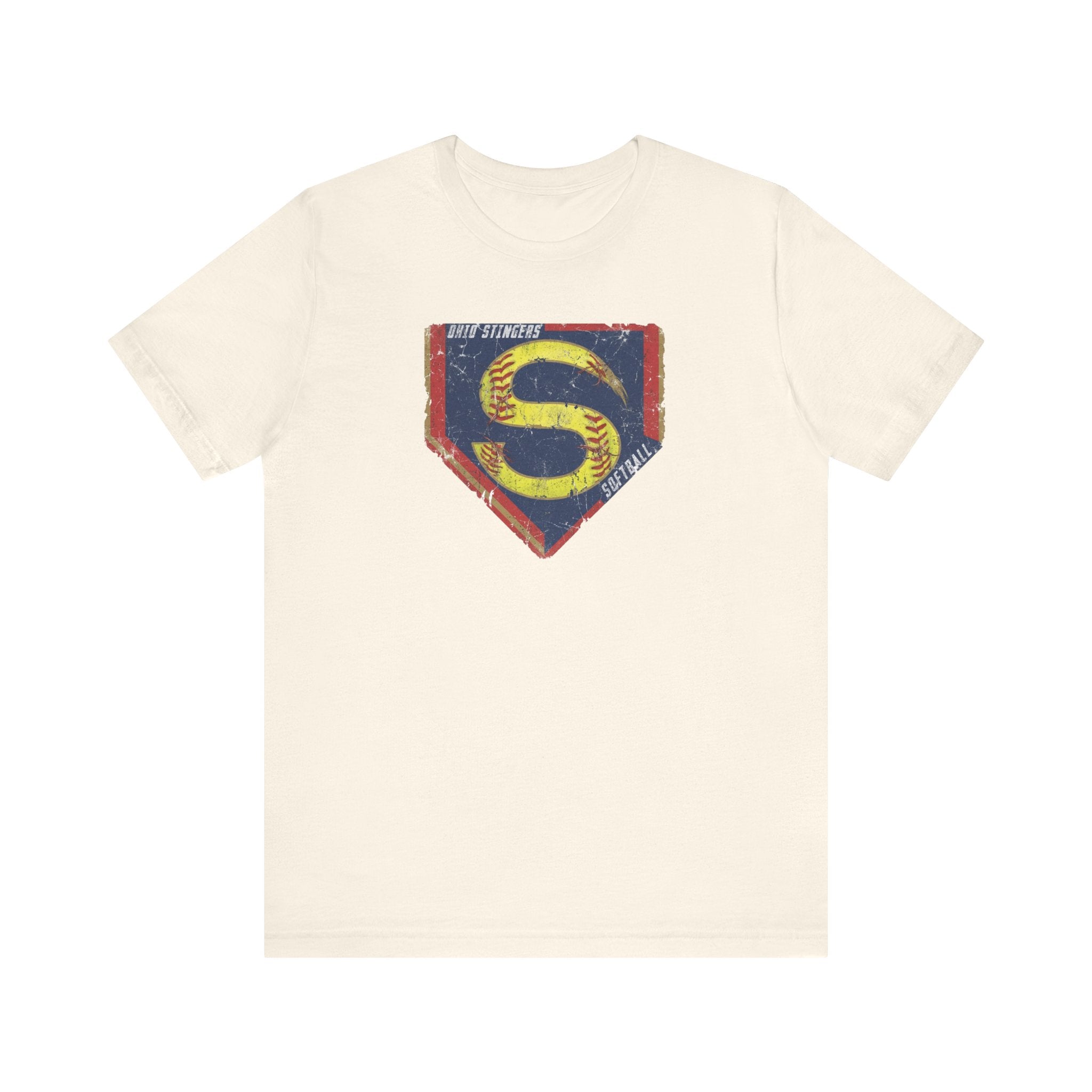 Adult Unisex Stingers Softball Distressed Logo Graphic Short Sleeve Bella + Canvas Soft Tee