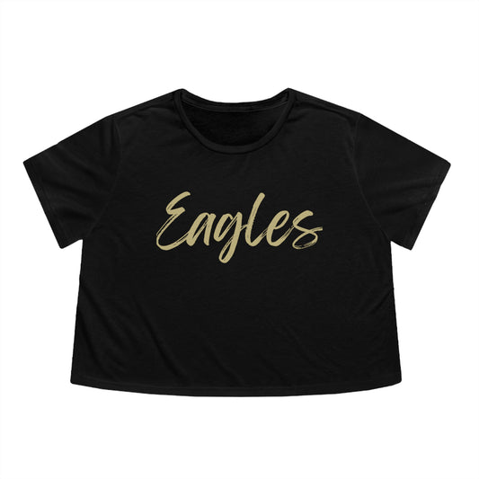 Women's Flowy Cropped School Script Graphic Tee - New Albany Eagles